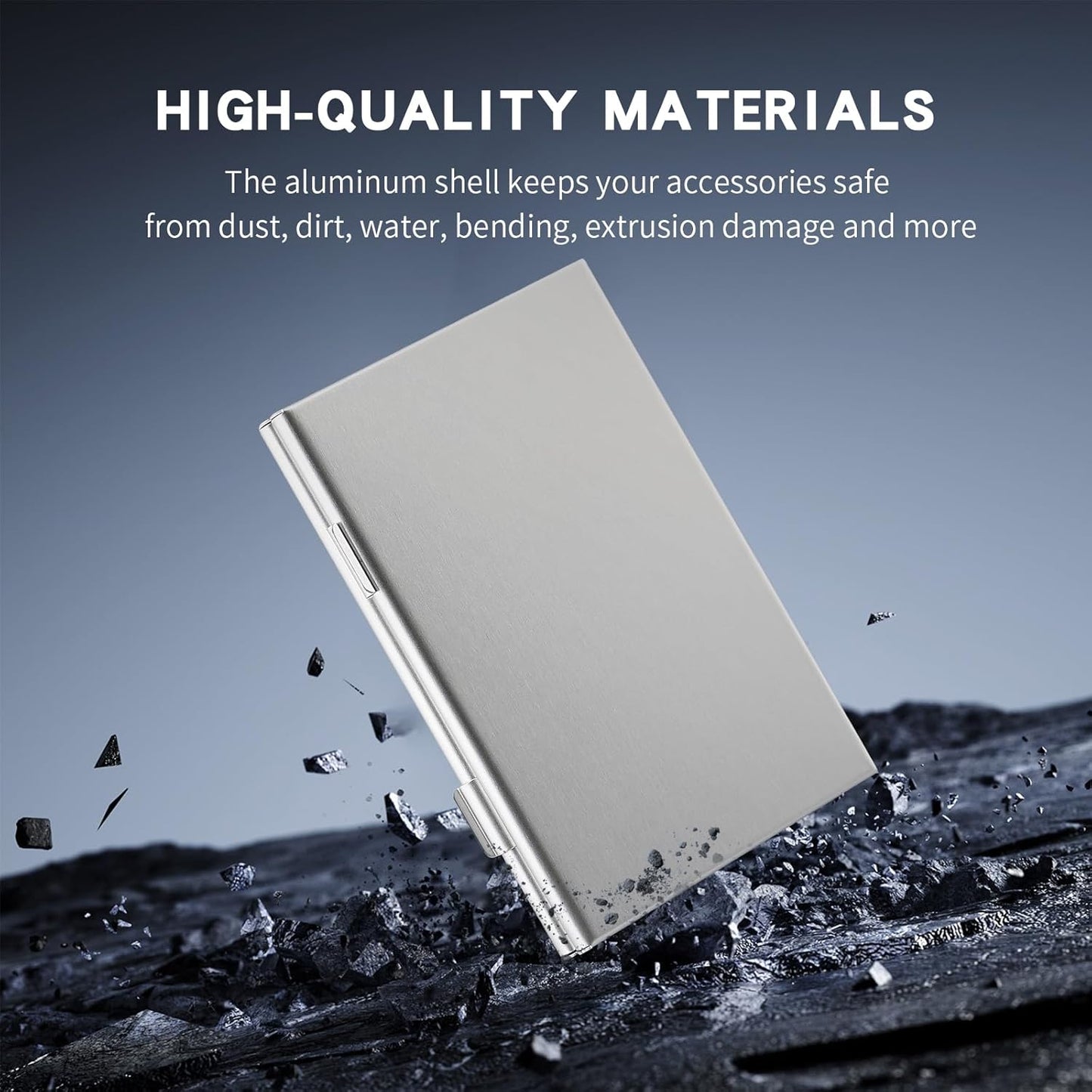 Aluminum SIM Card Case, 21Slots Ultrathin SIM Card Holder, Fit for 4 SIM Card, 4 Micro sim Card, 12 Nano sim Card and 1 Cell Phone Eject Pin Slots, Silver