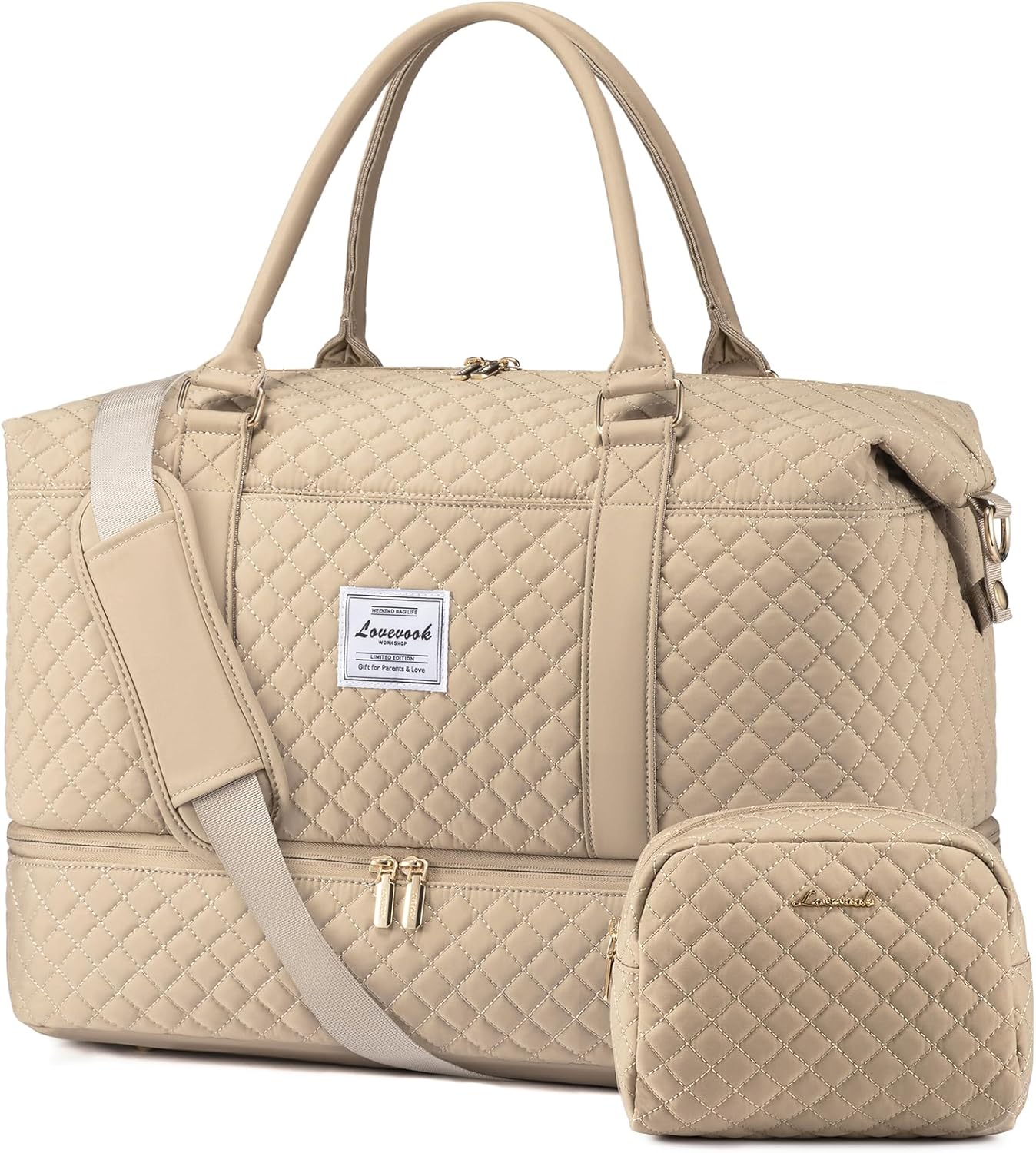 LOVEVOOK Travel Duffle Bag,Weekender Bags for Women with Shoe Compartment，Carry on Overnight Bag with Toiletry Bag,Gym Duffel Bag with Wet Pocket, Hospital Bags for Labor and Delivery