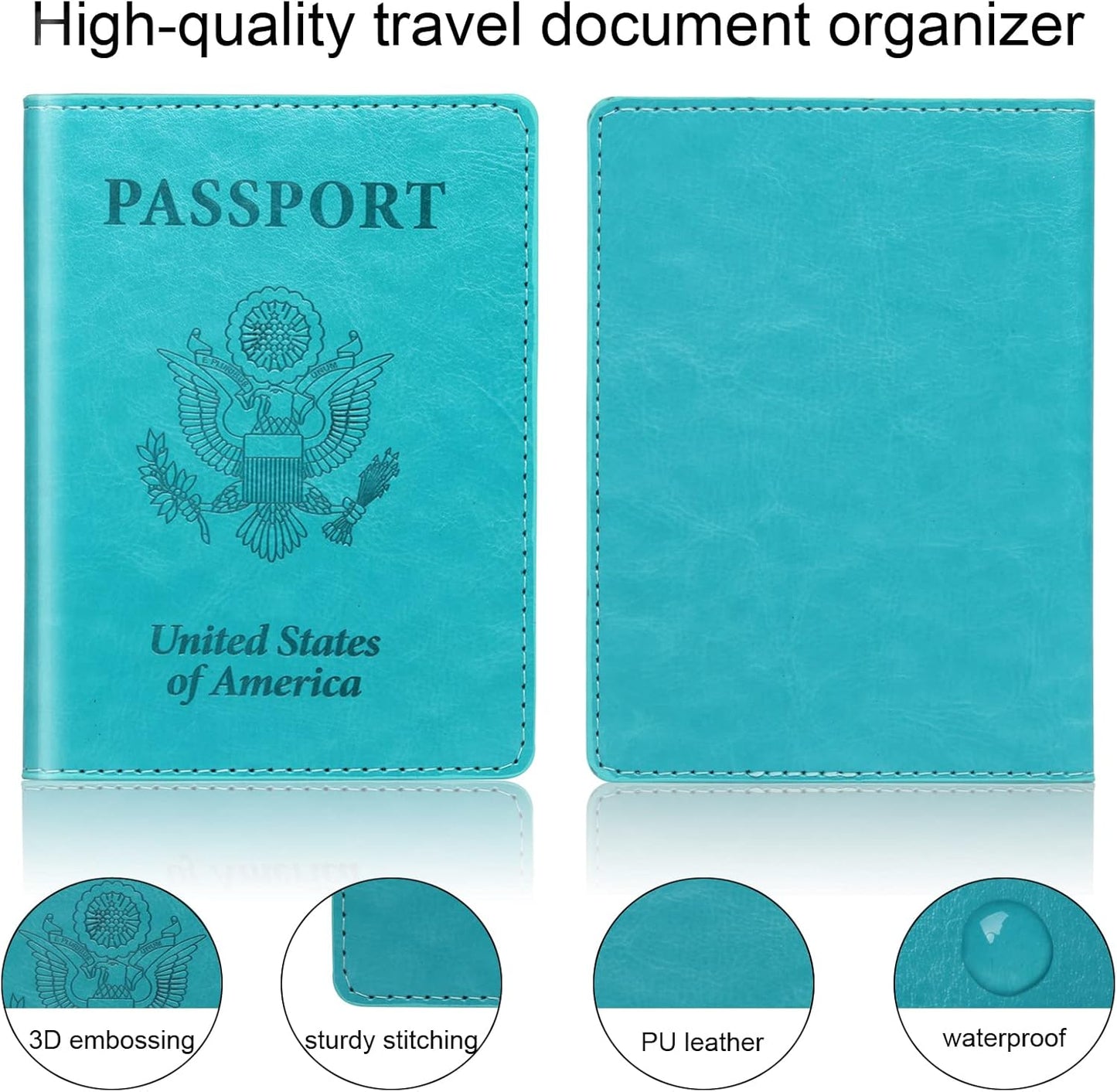Turquoise & Pink Passport Holder, Cruise Essentials Passport Wallet Cover Case for Family Women Men, Travel Must Haves Passports Book Protector