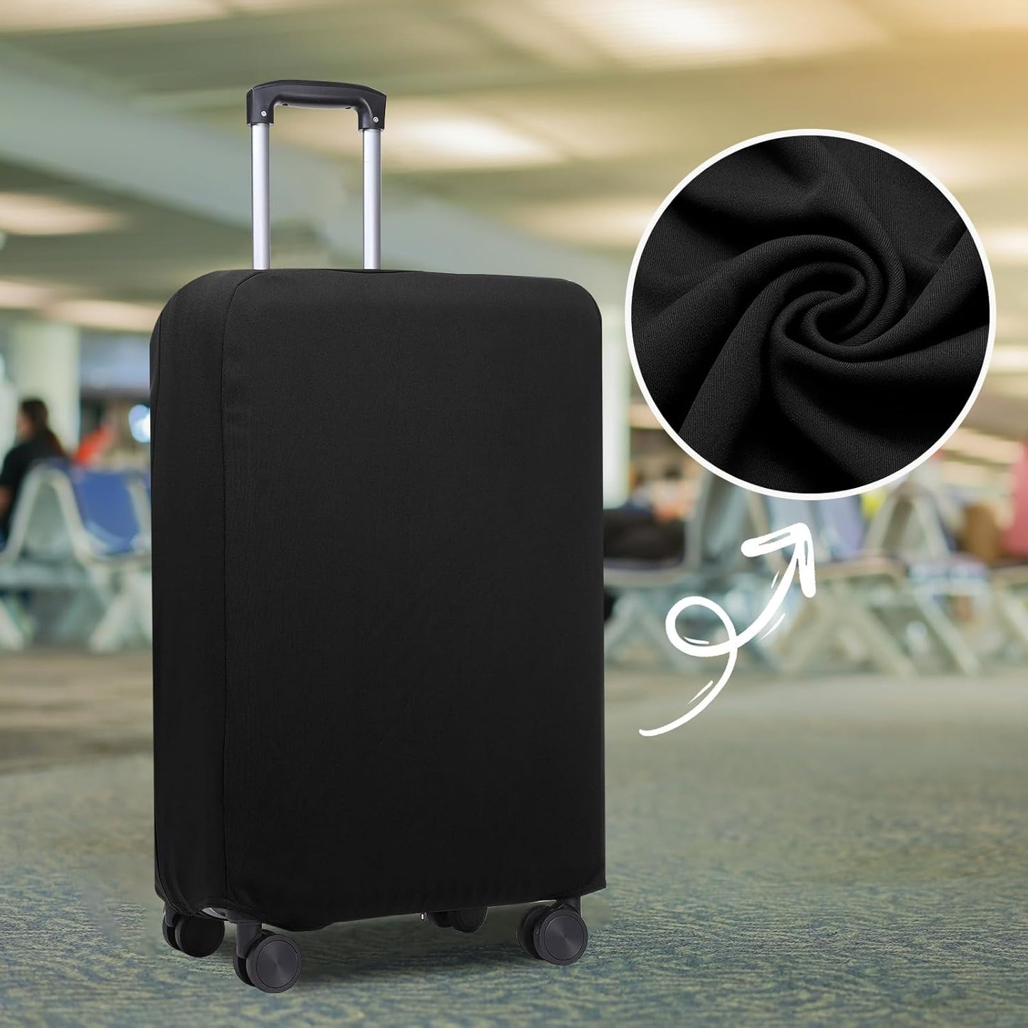 PATIKIL Luggage Cover, Suitcases Covers Elastic Carry on Cover Protector Washable Scratch-Resistant Fits 24-25 Inch Luggage for Travel Business Trips, Black