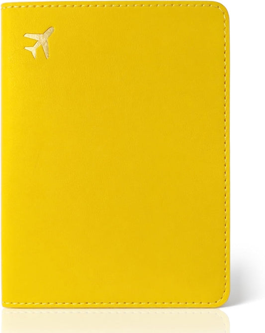 Passport Holder for Travel Essentials,RFID Blocking Passport Cover Case for Travel Accessories,Travel Wallet for Women Men (Lemon Yellow)