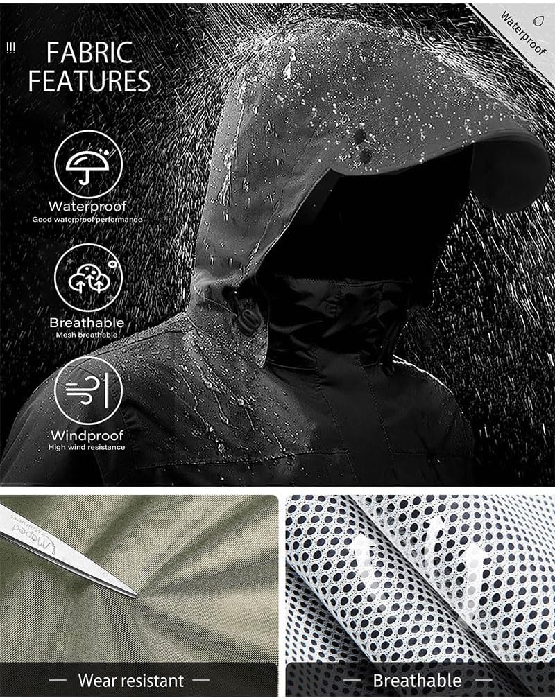 iCreek Rain Suit Waterproof Jacket with Pants 2 Pieces Breathable Lightweight Packable Raincoat with Hooded Rain Gear Unisex