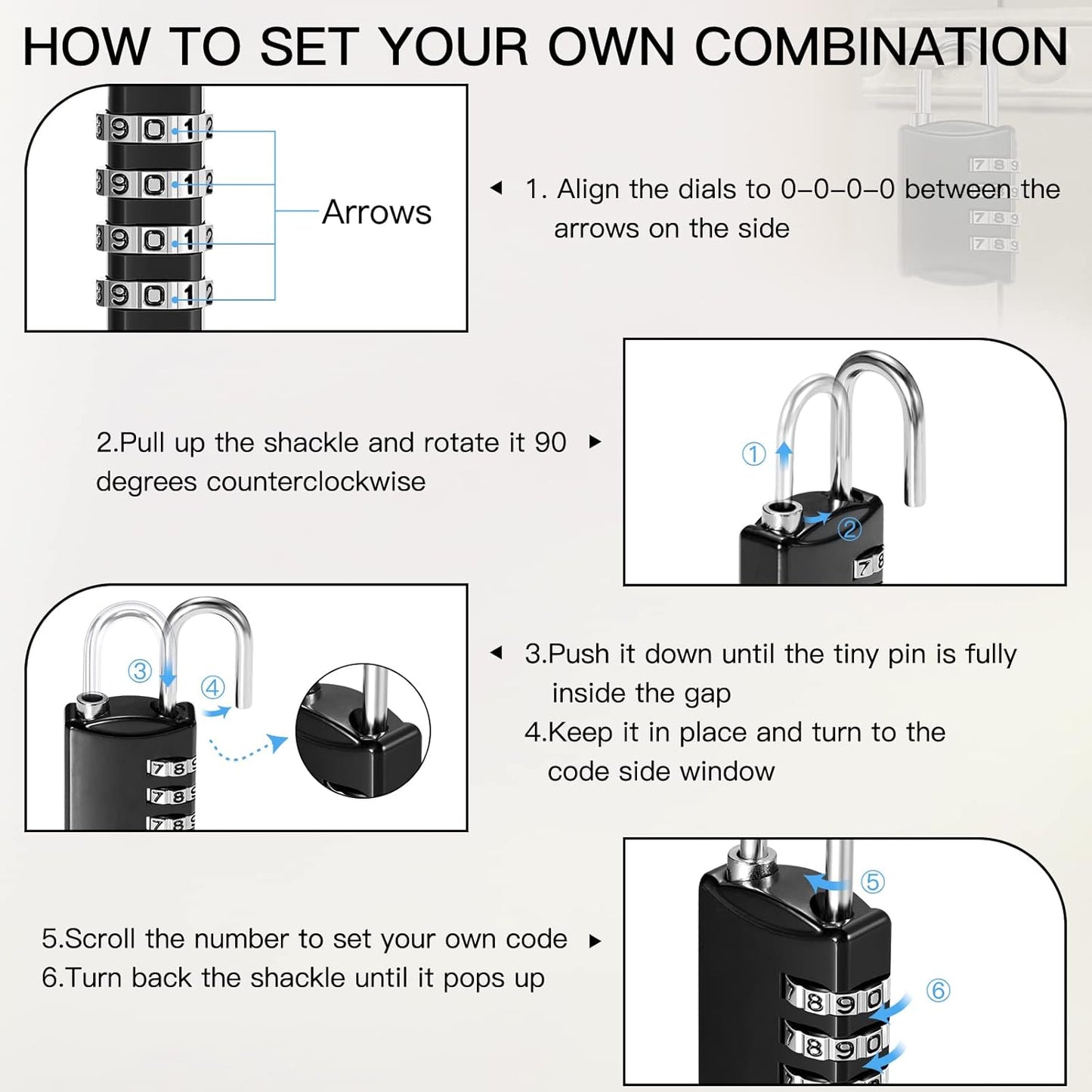 Moxweyeni 20 Pcs 4 Digit Combination Lock Small Combo Luggage Number Locks Outdoor Waterproof Padlock for Traveling Toolbox Gym Door Locker Suitcases Employee Hasp Storage