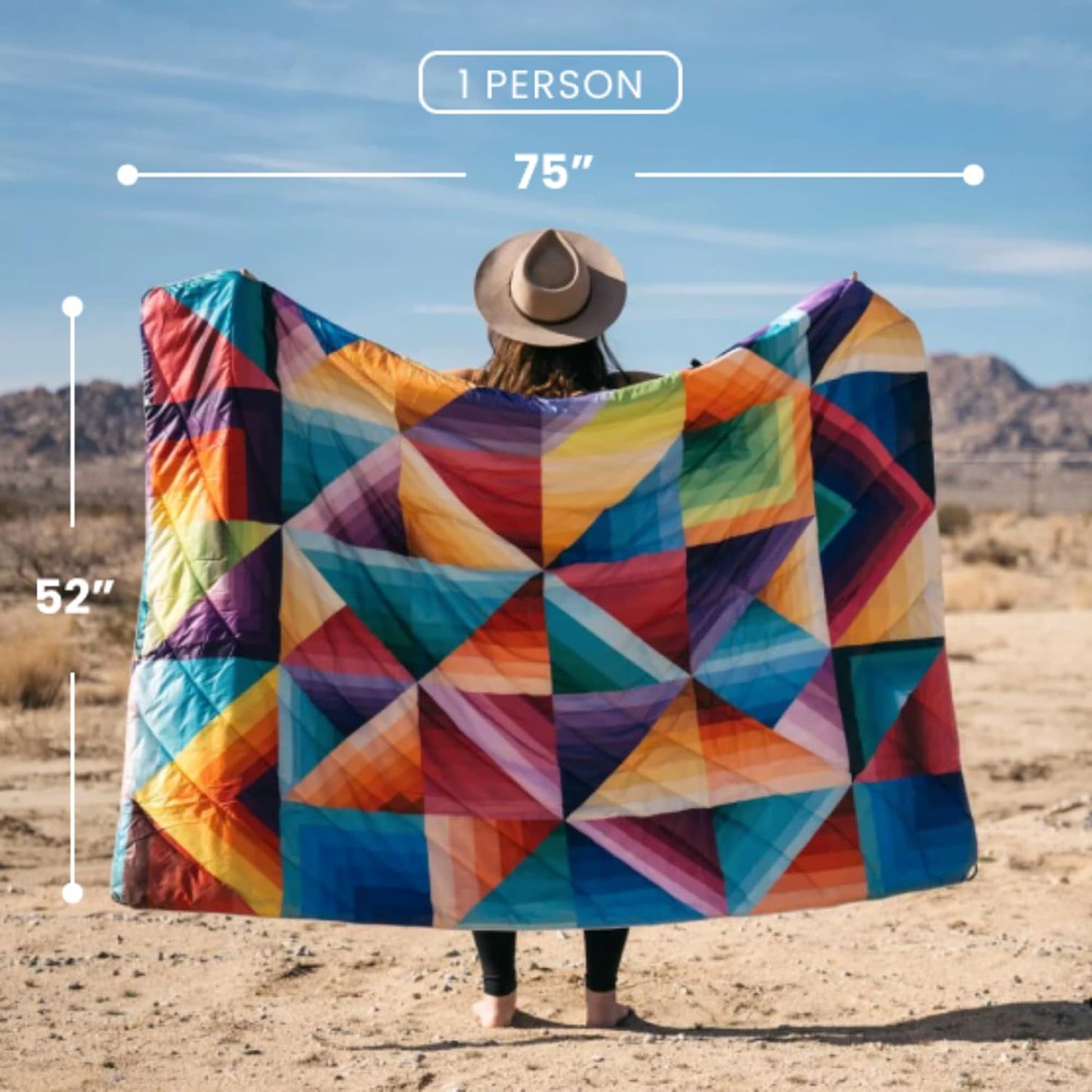 Rumpl Original Puffy Blanket - Warm, Water-Resistant Camping Blanket with 100% Recycled Synthetic Insulation, 52"x75", Original Puffy V1, Pyro Fade