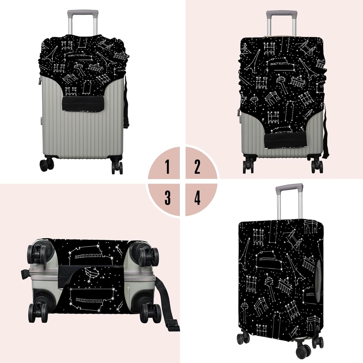 Travel Luggage Cover Suitcase Protector Fits 18-32 Inch Wheel Covers PatternedTravel Related Items Flower Luggage Protector Elastic M