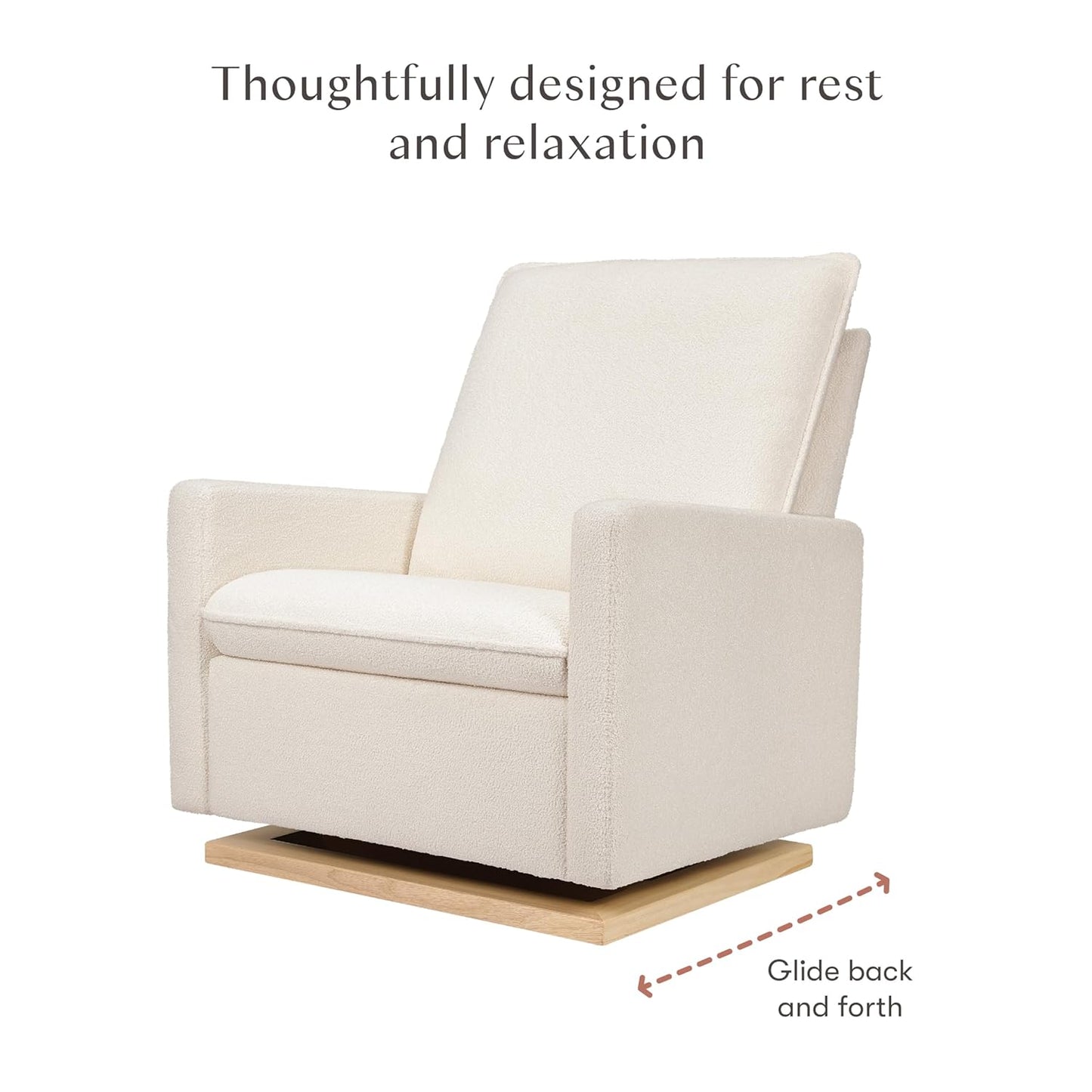 babyletto Cali Pillowback Chair and a Half Glider in Chantilly Fleece with Light Wood Base, Greenguard Gold and CertiPUR-US Certified
