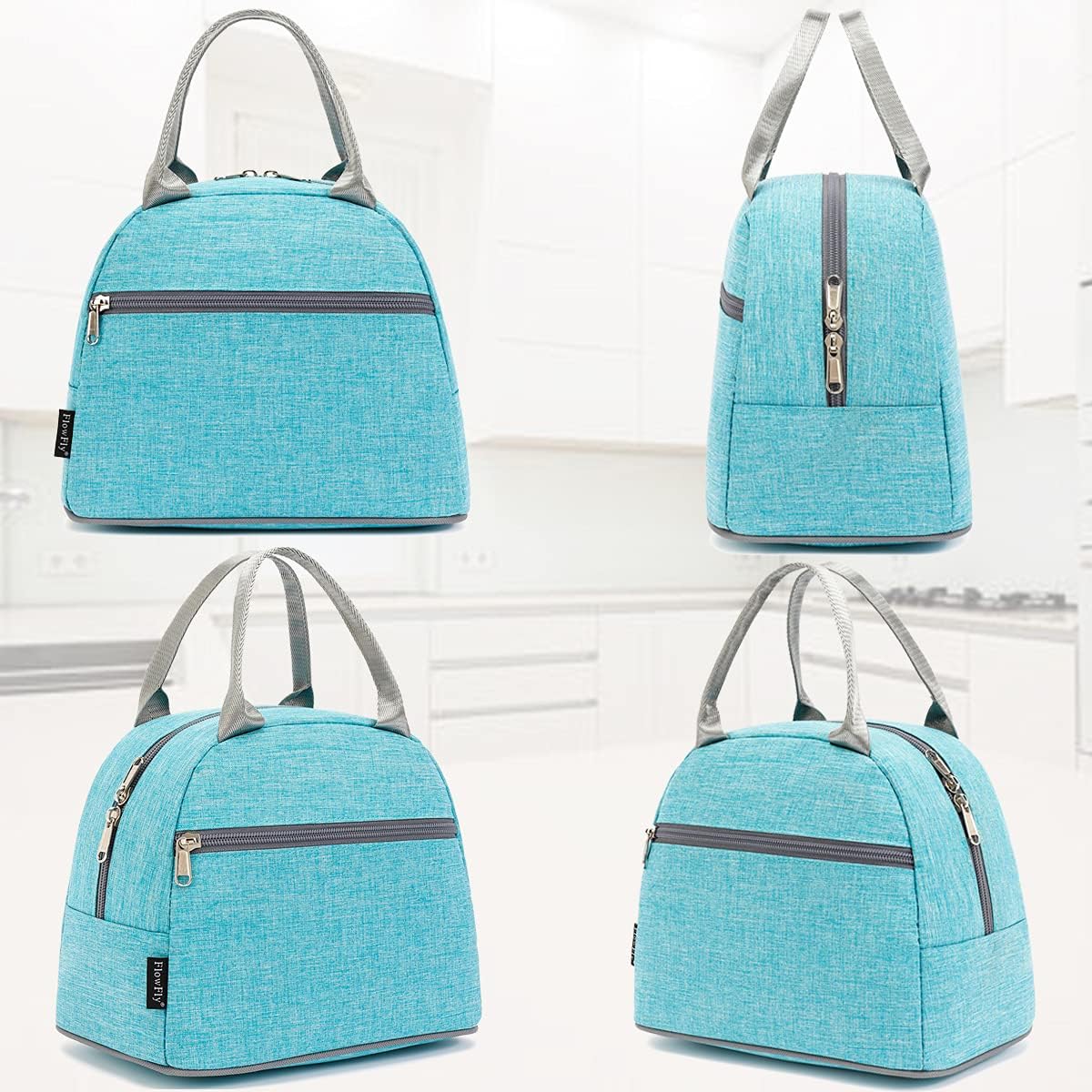 FlowFly Insulated Lunch Cooler Bag - Tote Bag Organizer for Women/Men, Sea Blue
