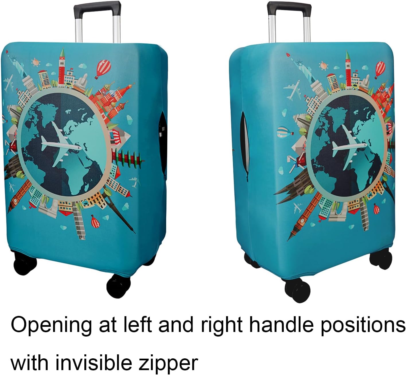 WUJIAONIAO Travel Luggage Cover Baggage Suitcase Cover Protector Skins 18-32 Inch (A15 Go Travel, XL (for 29-32 inch luggage))