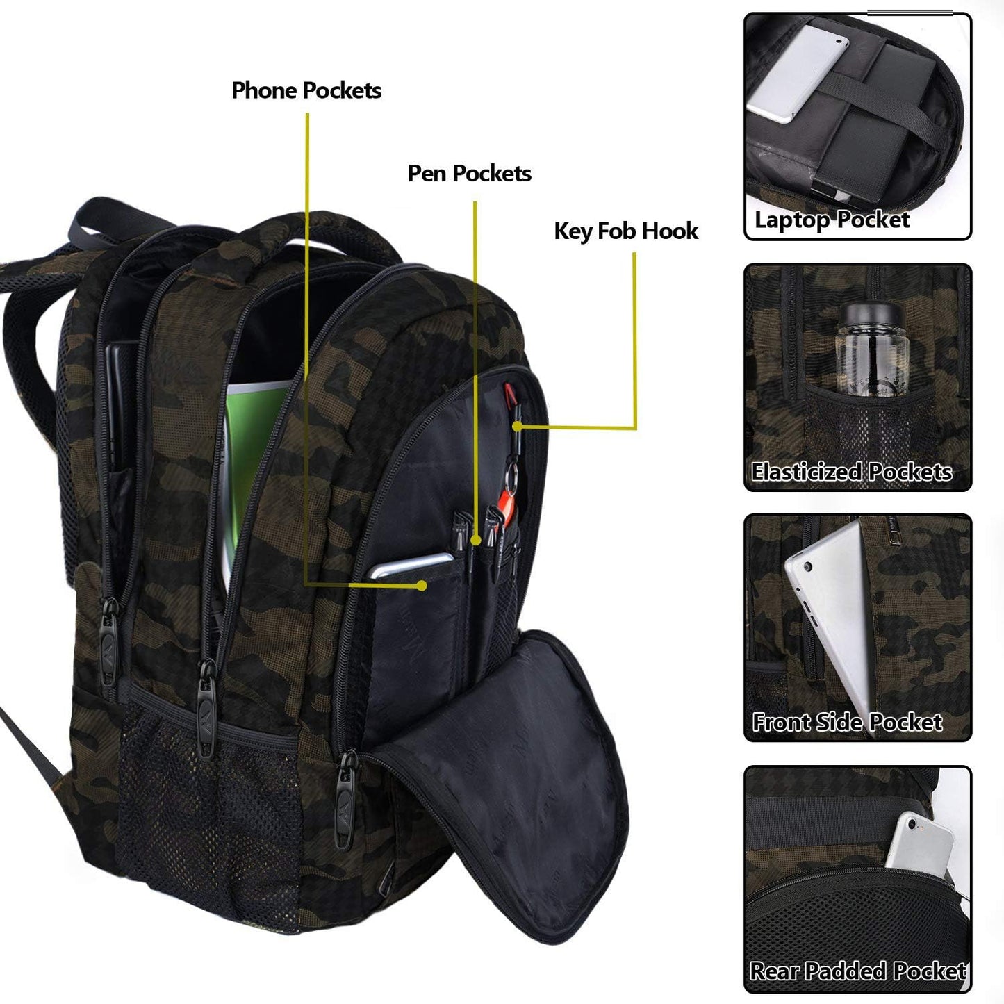 MATEIN 15.6 Inch Laptop Backpack, Sturdy Business Travel Laptop Bagpack with USB Charging Port, Sturdy Carry On Water-Resistant Daypack for Work College Bookbag Men Women Computer Backpack