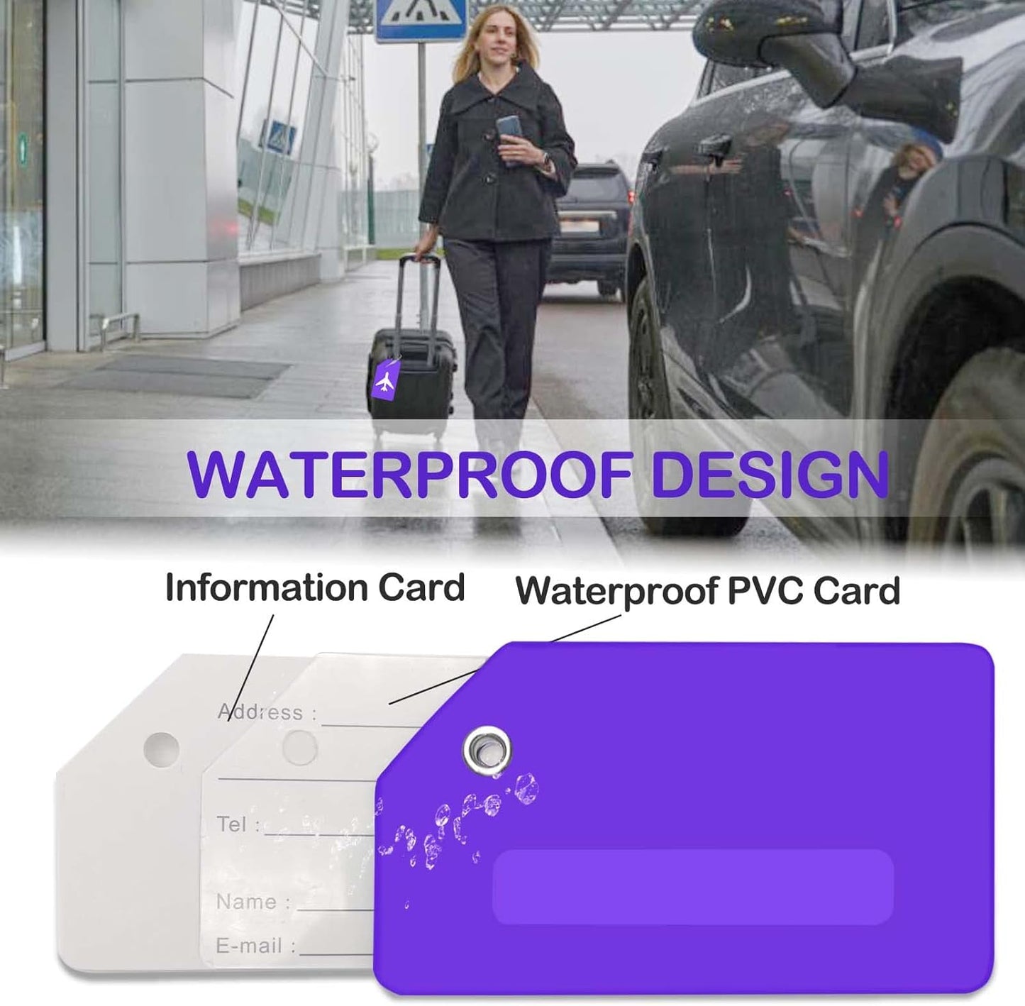 Luggage Tags for Suitcases, Quickly Spot 8Pcs Luggage Identifier Tags, Travel Essentials Accessories Name Tags for Backpacks, Suitcases, Travel Bags, Baggage, Cruise - Flexible Silicone (Purple)