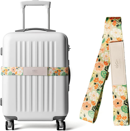 Luggage Straps for Suitcases,Adjustable Luggage Elastic Belt, Travel Essentials for Airport,Station, Vibrant Designs, (Enchanting Blossom)