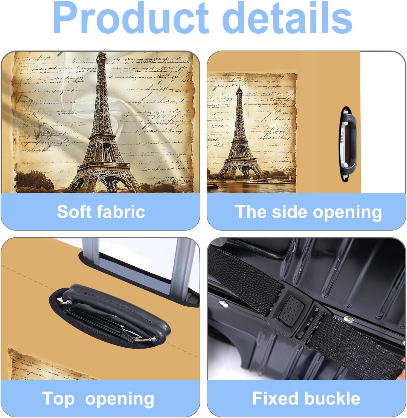 Luggage Cover Washable Suitcase Protector Anti-scratch Suitcase cover Fits 20-34 Inch Luggage (Tower-3, L(28-30inch suitcase))