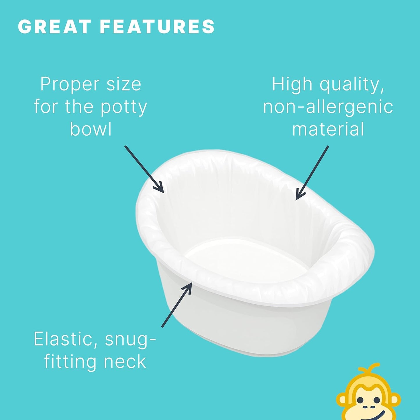 Potty Liners Compatible with Summer Infant My Potty Pro - 30 Count - Strong, Leak-Proof, Baby-Safe, Perfect Fit - Clever Baboon