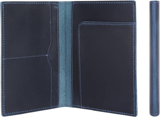 STAR VISTA Albatross Leather Travel Passport Holder, Minimalist Design, Full Grain Leather Case for Women and Men - Slim Passport Wallet, Bifold, RFID Blocking, Navy Blue