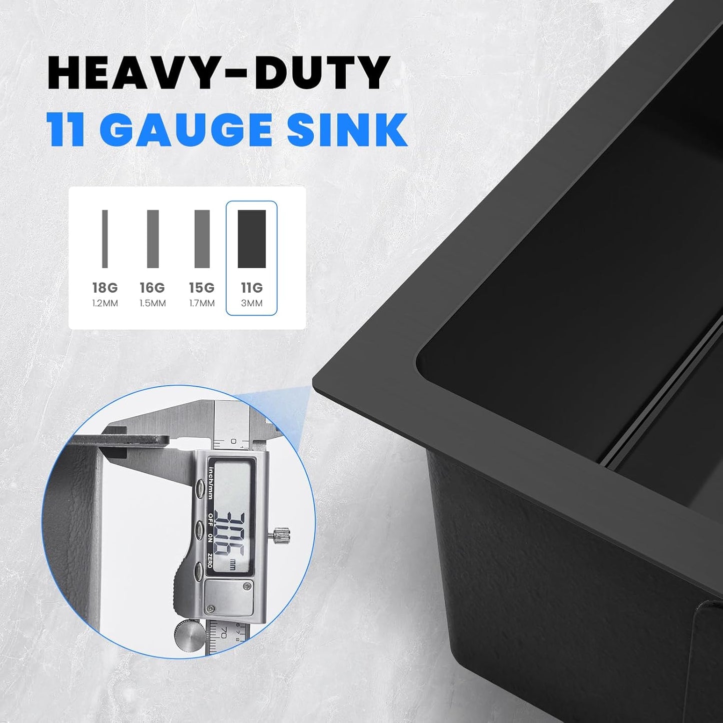 POPFLY 23 x 18 Inch Drop in Kitchen Sink, 304 Stainless Steel Overmount Single Bowl 9 Inch Deep Small Rv Sink Handmaed Bar Prep Top mount Utility Sink, Black
