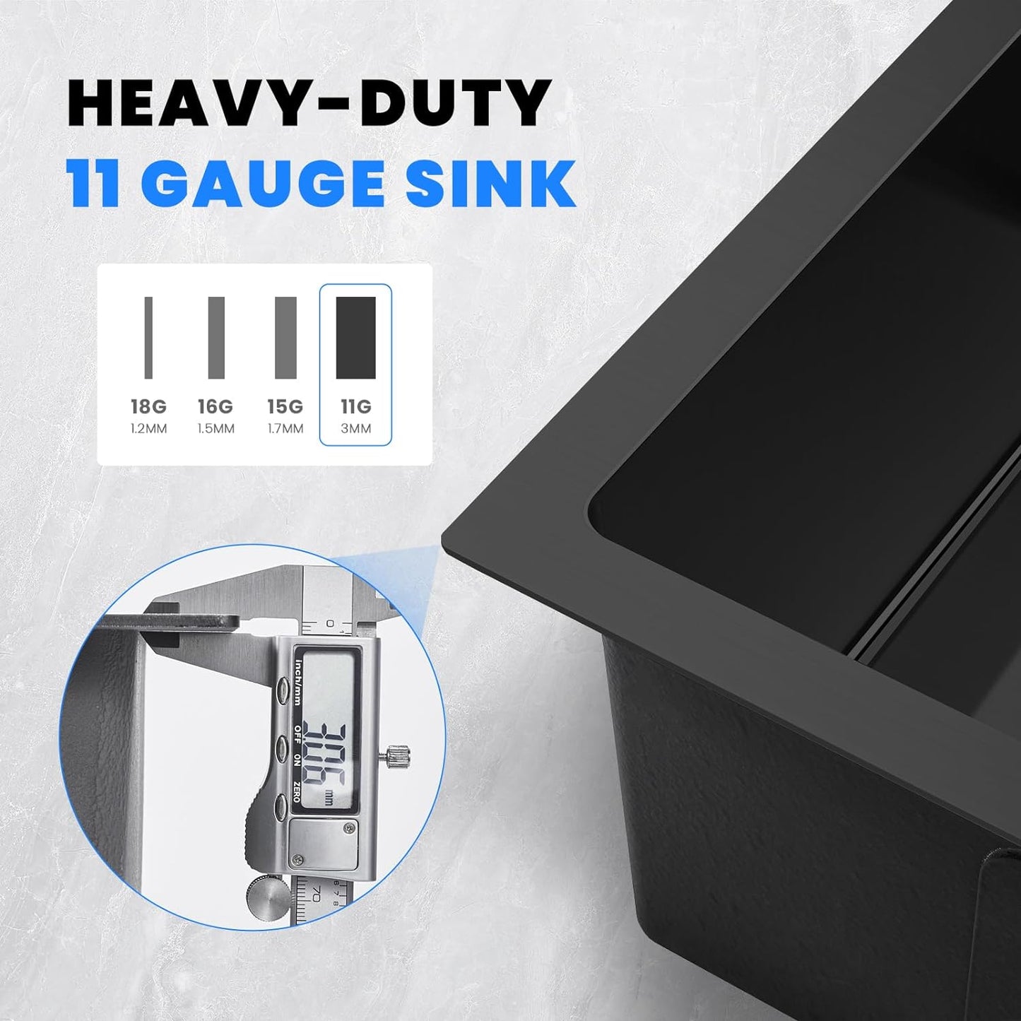 POPFLY 15×17 Inch Black Bar Sink,304 Stainless Steel Single Bowl 8 Inch Deep Laundry Sink Rv, Undermount Small Kitchen Sinks