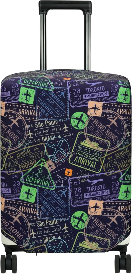 HYPER VENTURE Washable Luggage Cover - Fashion Suitcase Protector Fits 27-30 Inch Luggage (Urban Passport, L)