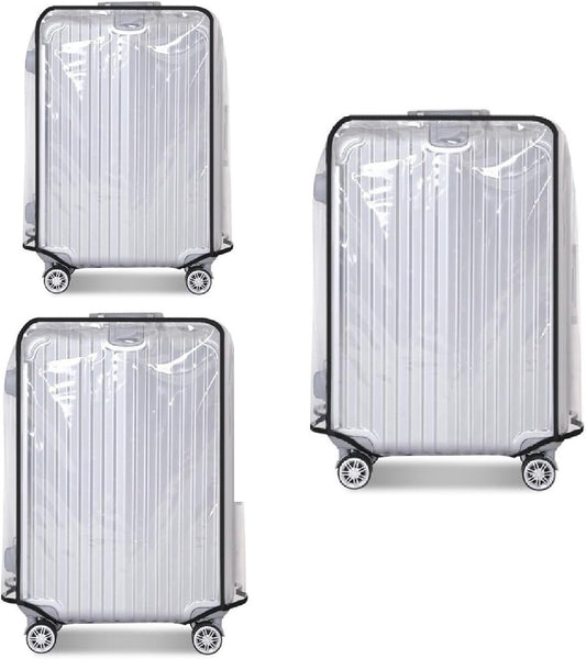 Clear PVC Luggage Cover Protectors - Transparent Waterproof Suitcase Sleeve for 20"+24"+28" Wheeled Suitcases (3PCS)