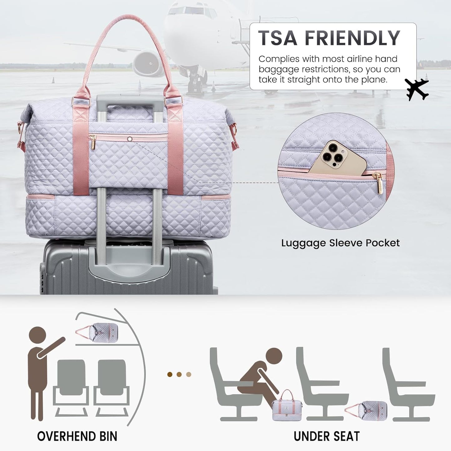 LOVEVOOK Travel Duffle Bag,Weekender Bags for Women with Shoe Compartment，Carry on Overnight Bag with Toiletry Bag,Gym Duffel Bag with Wet Pocket, Hospital Bags for Labor and Delivery