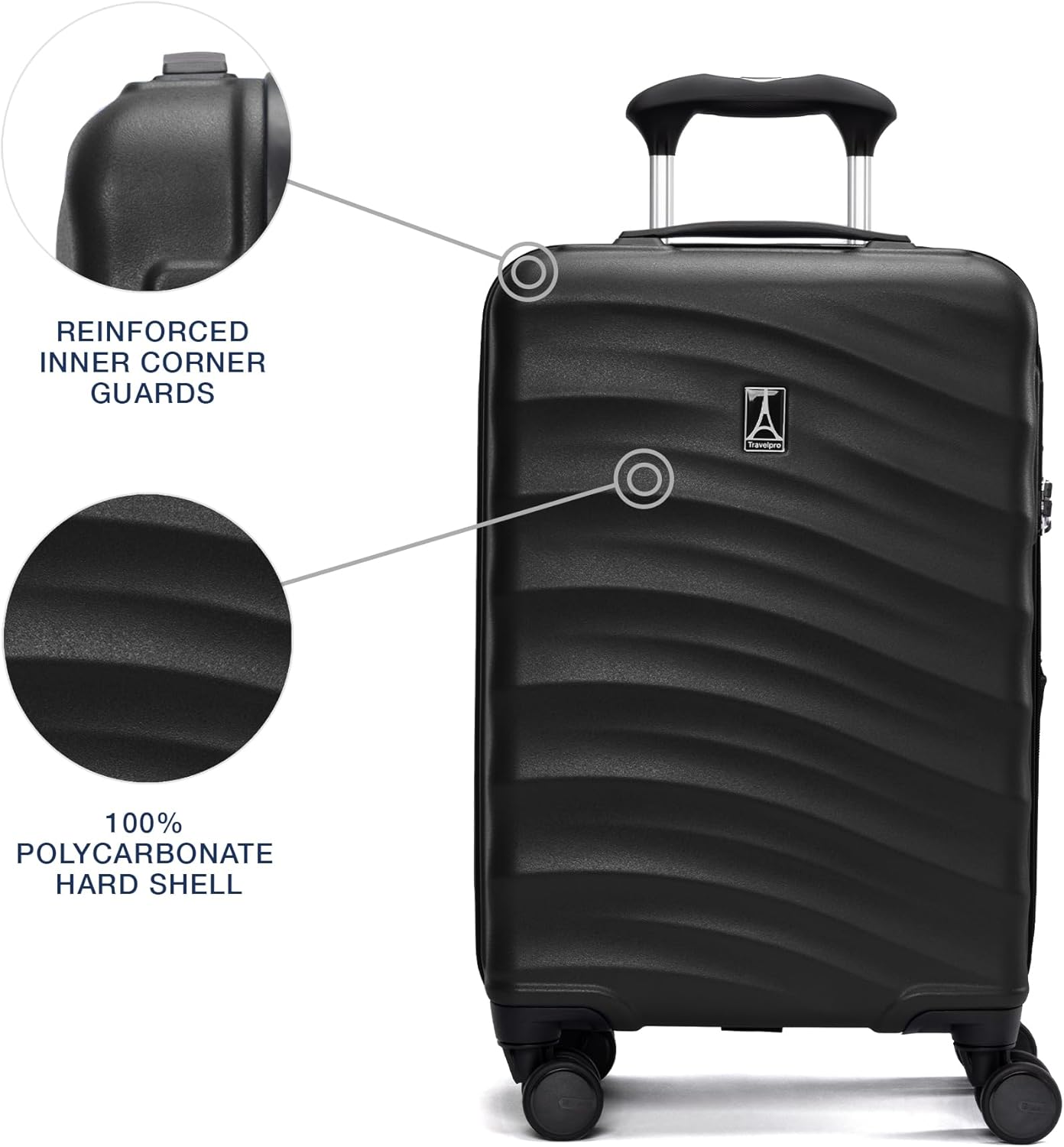 Travelpro Maxlite Air V2 Hardside Expandable Carry on Luggage, 8 Spinner Wheels, Lightweight Hard Shell Suitcase, TSA lock, Black, Compact Carry On 20-Inch