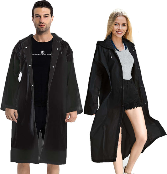 Rain Coats (2 Pack) - Reusable EVA Rain Ponchos for Adults Rain Jackets Raincoats for Men Women