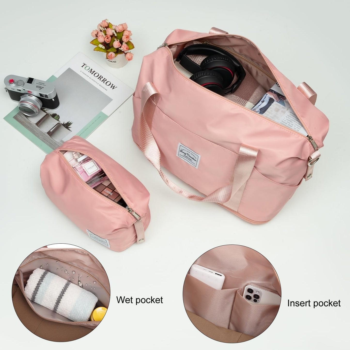 LONG VACATION 6 Piece ABS+PC Hardshell Luggage Set with Spinner Wheels, Lightweight suitcase set with TSA Lock & YKK Zipper