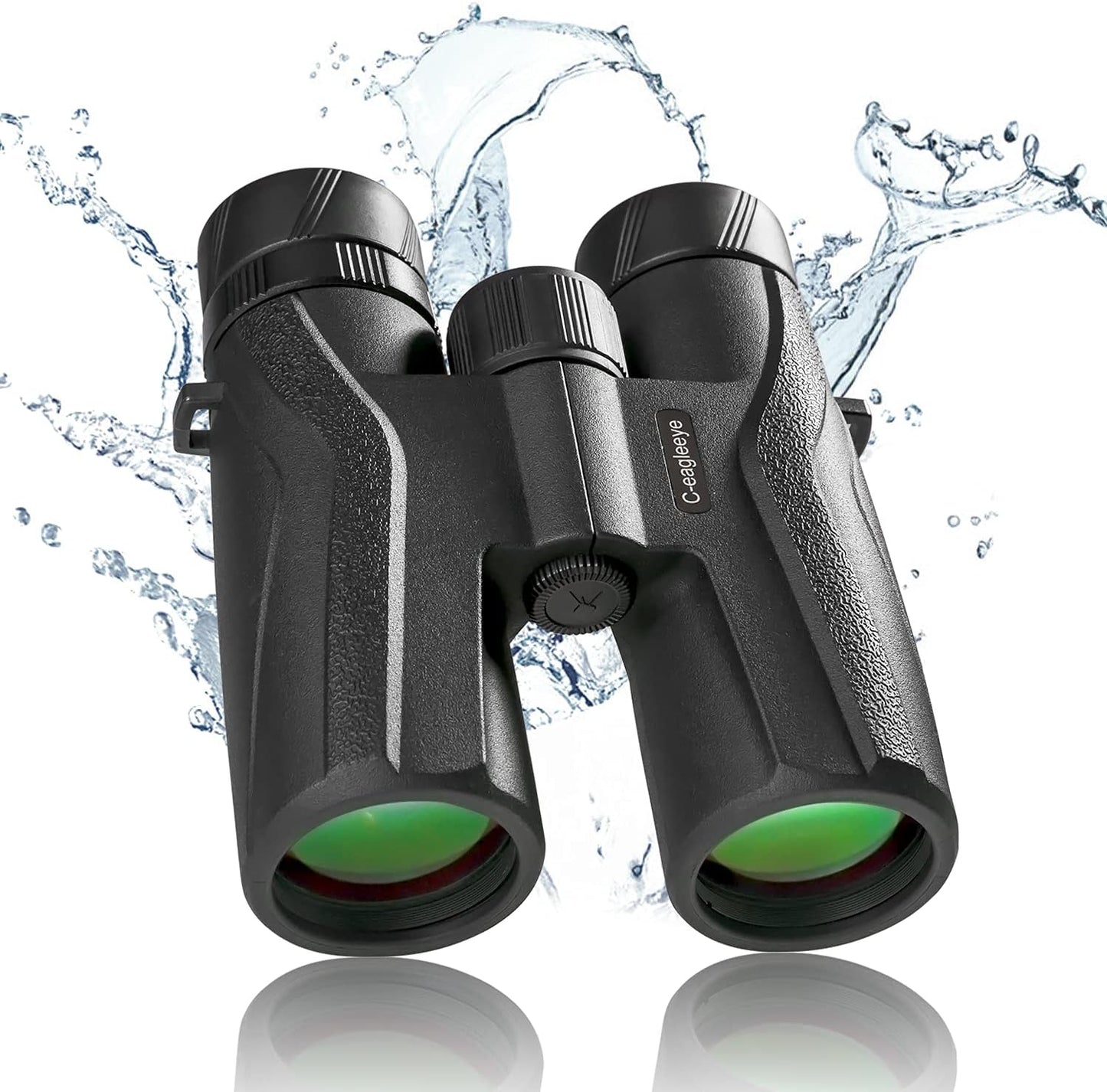Ceagleeye10x42 Binoculars for Adults,Ipx7 Professional Waterproof and Anti-Fog with 23mm Large Eyepiece Bak4 Lens,Binoculars for Travel Bird Watching Hunting Sports Extra Bag,Strap,Phone Adapter,Black