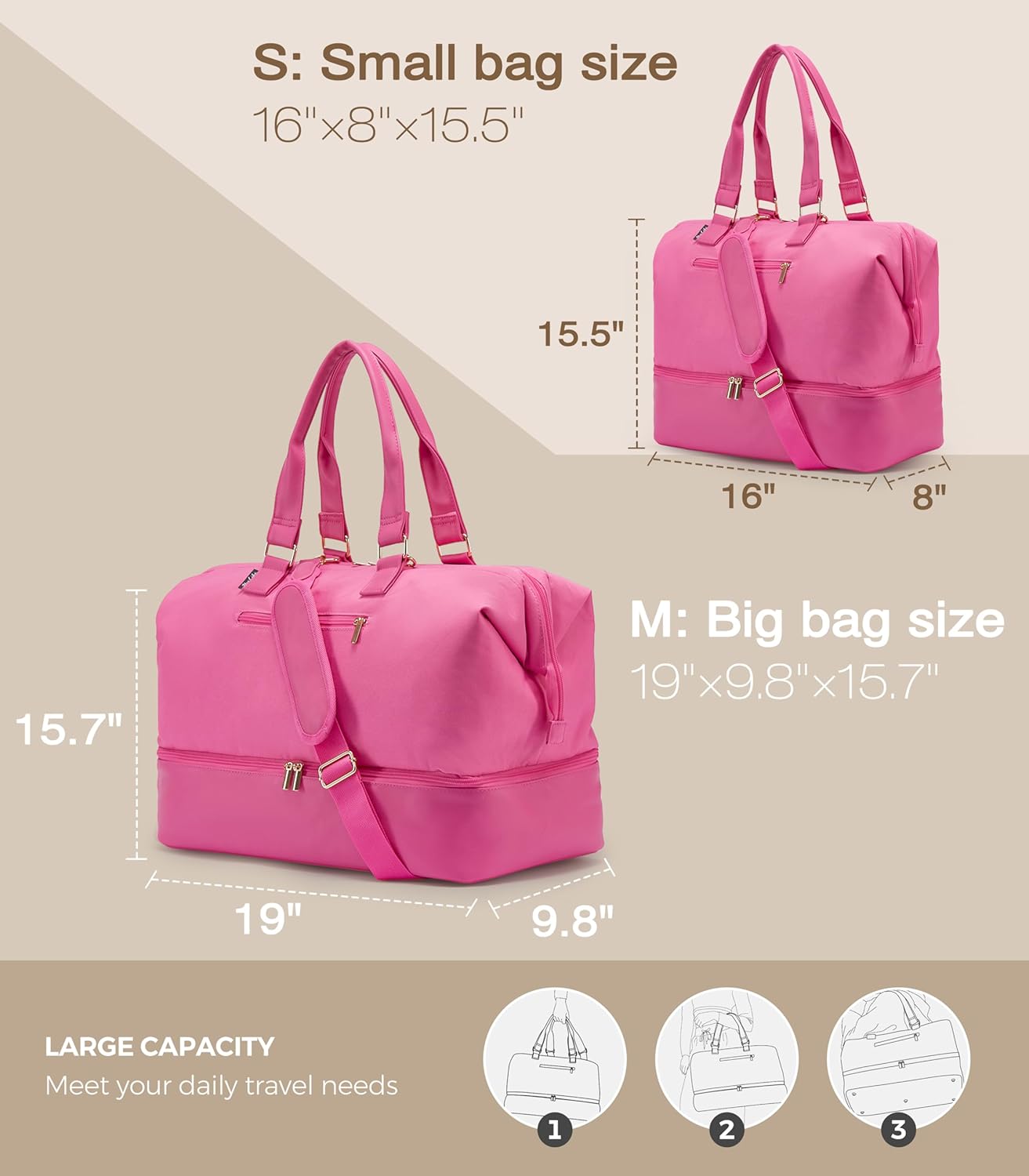 Weekender Bags for Women, Large Travel Duffel Bag with Shoes Compartment, Carry On Overnight Tote Bags with Toiletry Bag