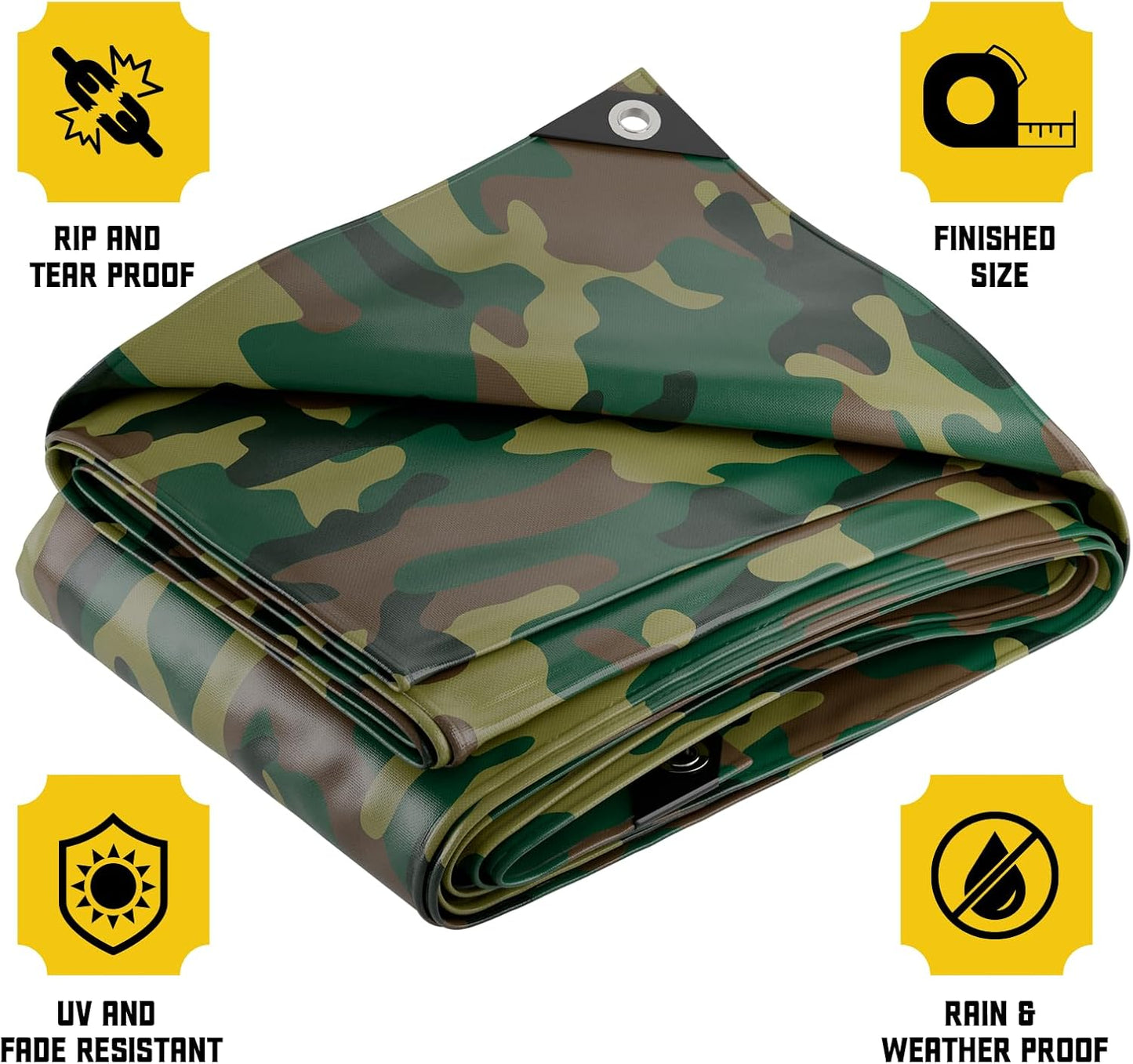 Core Tarps Extreme Heavy Duty 20 Mil Tarp Cover, Waterproof, UV Resistant, Rip and Tear Proof, Poly Tarpaulin with Reinforced Edges for Roof, Camping, Patio, Pool, Boat (Camouflage/Green 20′ X 30′)