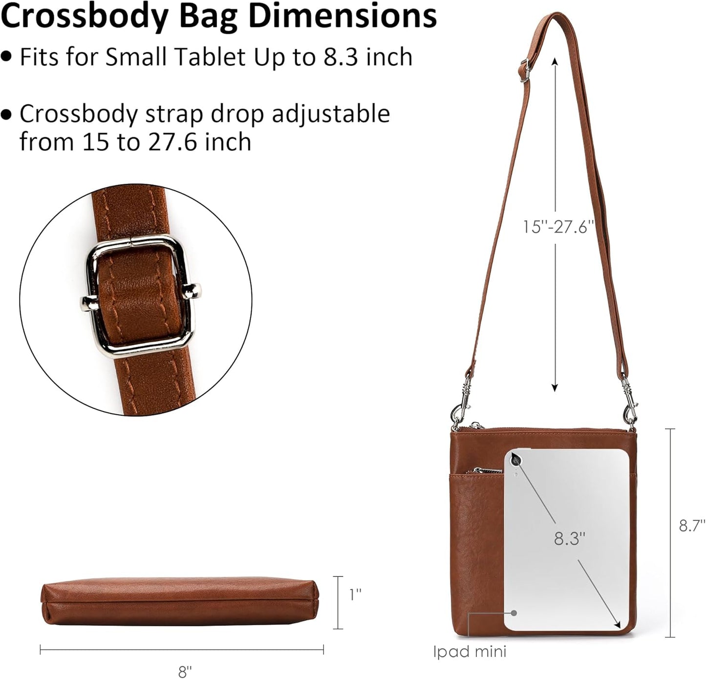 befen Genuine Leather Small Crossbody Purses for Women Travel Cross Body Bags Lightweight with Adjustable Shoulder Strap