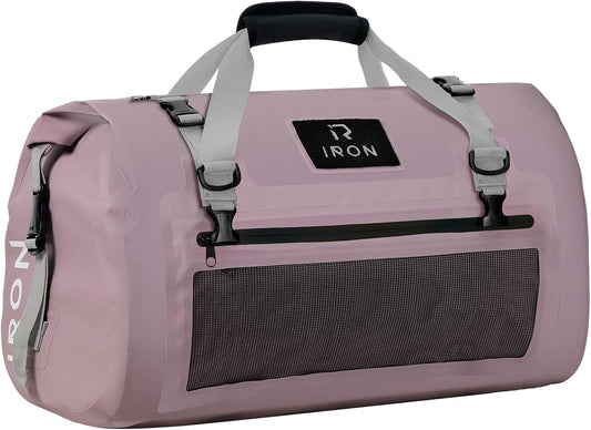 IRON JIA'S Motorcycle Dry Bag - Waterproof Duffle & Luggage Tail Bag Saddle Bags with Roll Top Closure, Shoulder Straps, Inner Pocket and Mesh Pocket (Purple, 50L)