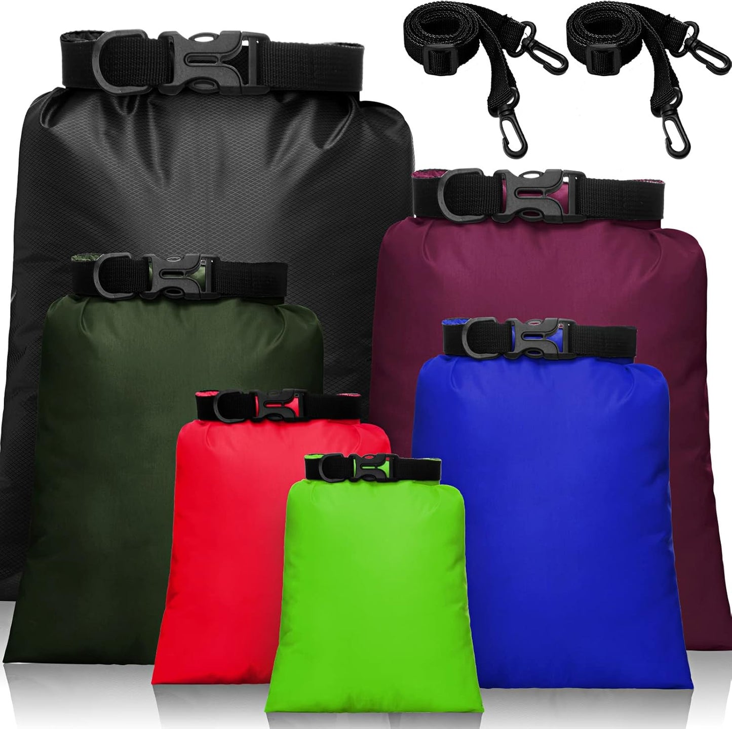 Shappy Waterproof Dry Bag Set 6 Sizes Lightweight Sacks and Long Adjustable Shoulder Strap Outdoor Water Proof Keep Gear Dry Bag Stuff Sacks for Backpacking, Boating, Hiking, Camping