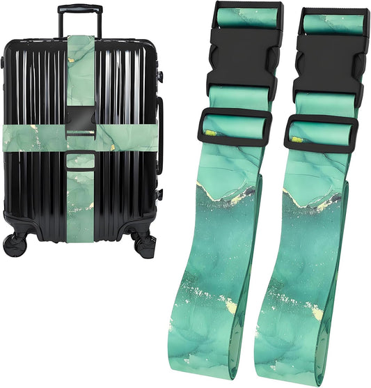 Greenstone Luggage Straps for Suitcases, Adjustable Luggage Travel Belt to Keep Luggage Security While Travel, Strong Polyester Fabric, Easy-to-Recognize Stylish Design Travel Essentials, 2 Pack