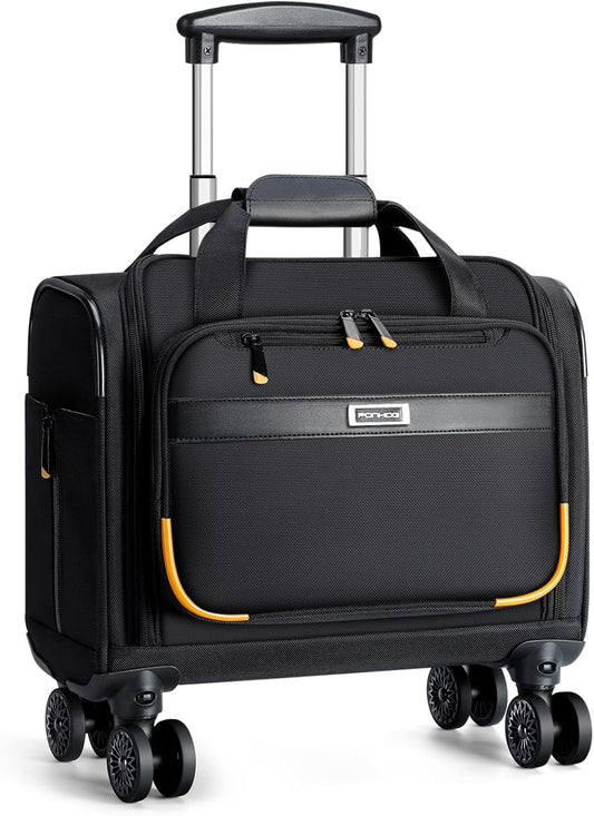 Rolling Laptop Bag, Rolling Briefcase with 4 Spinner Wheels, 13 Inch 1680D Nylon Water Resistant Computer Bag for Men and Women Work Travel, Black