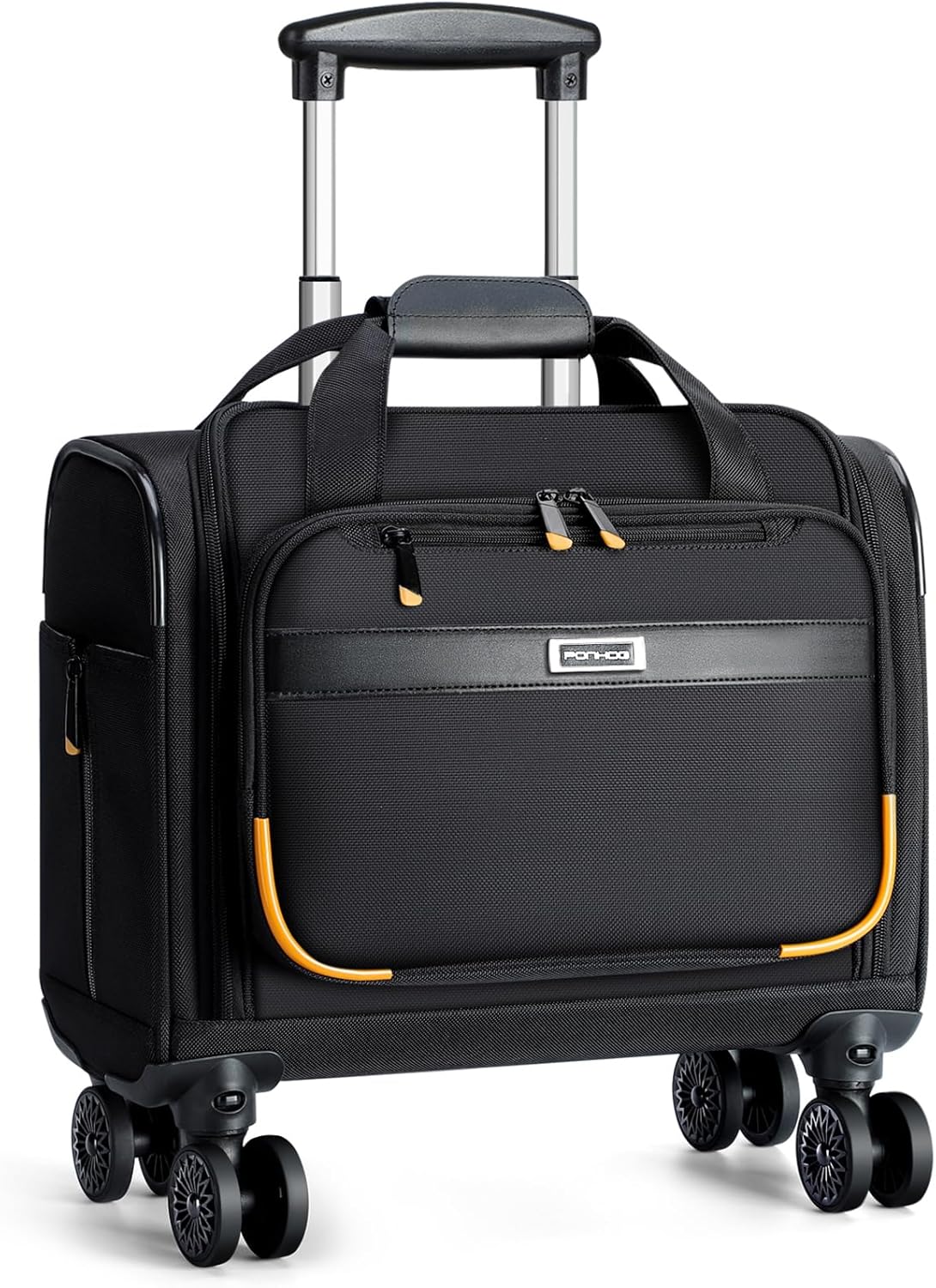 Rolling Laptop Bag - Rolling Briefcase with 4 Spinner Wheels, 15.6 Inch 1680D Nylon Water Resistant Computer Bag for Men and Women Work Travel, Black (Black, 15.6in)