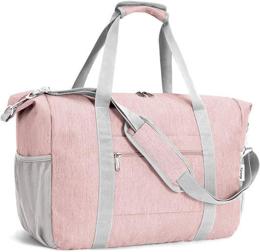 Narwey 18x14x8 Inches Travel Bag Spirit Airlines Frontier Personal Item Bag, Travel Duffel With Wet Pocket Carry on Bag for Airplane Underseat Duffle Overnight for Women and Men (Pink)