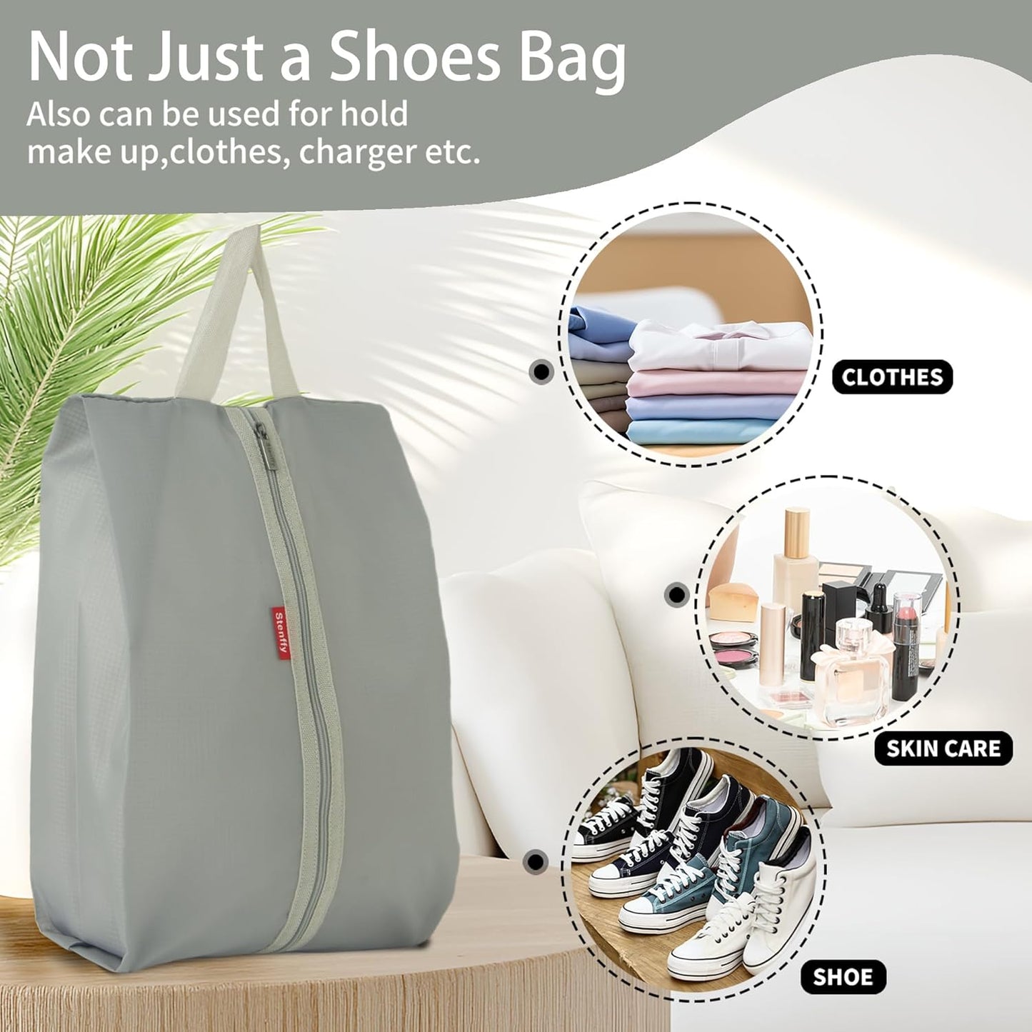 6pcs Portable Shoe Organizer, Travel Pouches with Zipper, Golf Shoe Bags, Clothes Bags, Soccer Cleats Bag Shoe Pouch for Gym, Waterproof, Odor-Resistant (Grey)