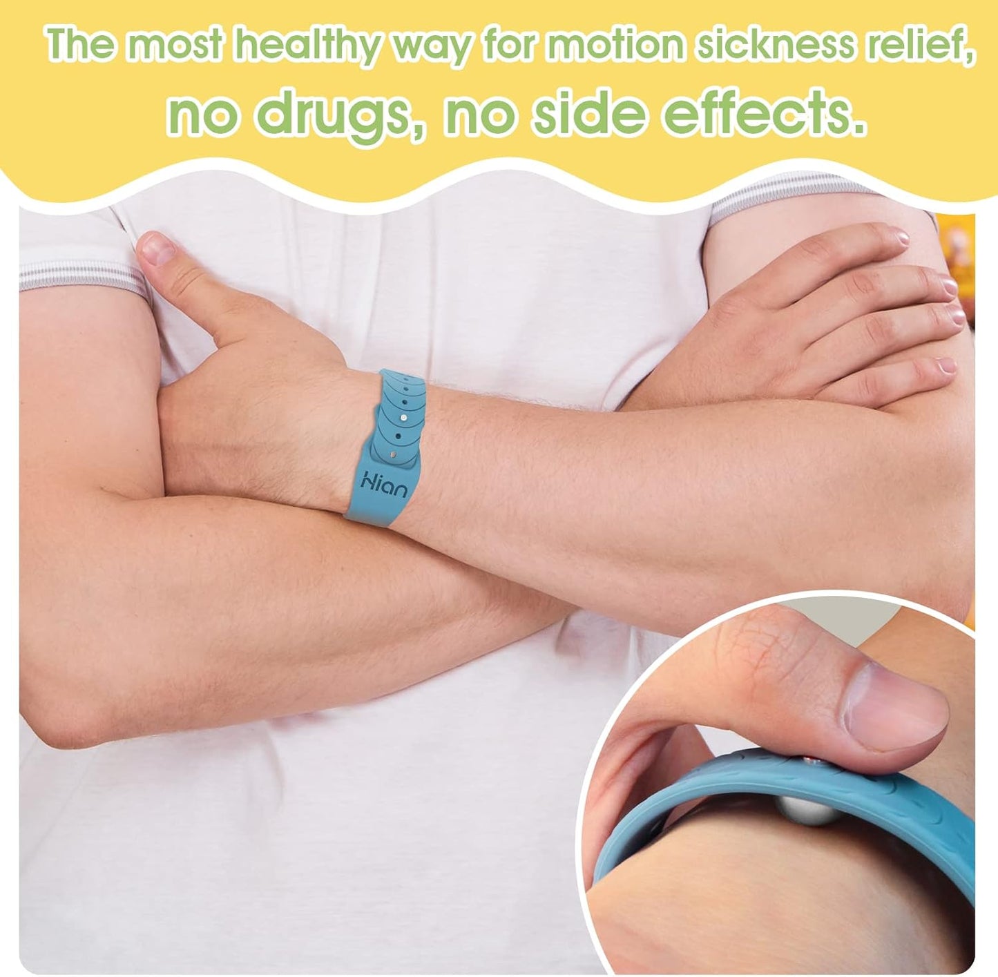 Hion Motion Sickness Bracelets Sea Sickness Wristbands for Motion Sickness/Morning Sickness/Pregnancy Nausea Anti Nausea Bands Acupressure Wristband Motion Sickness Bands(3Pairs-Black+White+Green)