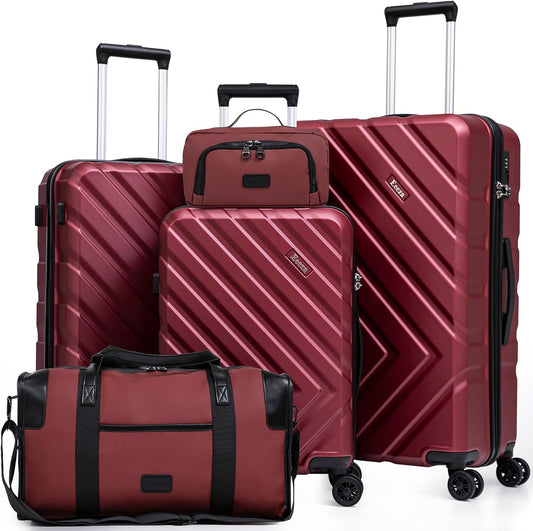 Luggage Sets 5 Piece, Suitcases with Wheels, ABS Hard Case Luggage with TSA Lock Spinner Wheels, Carry On Luggage Set(5 Piece Sets (20"/24"/28"/DB/TB))