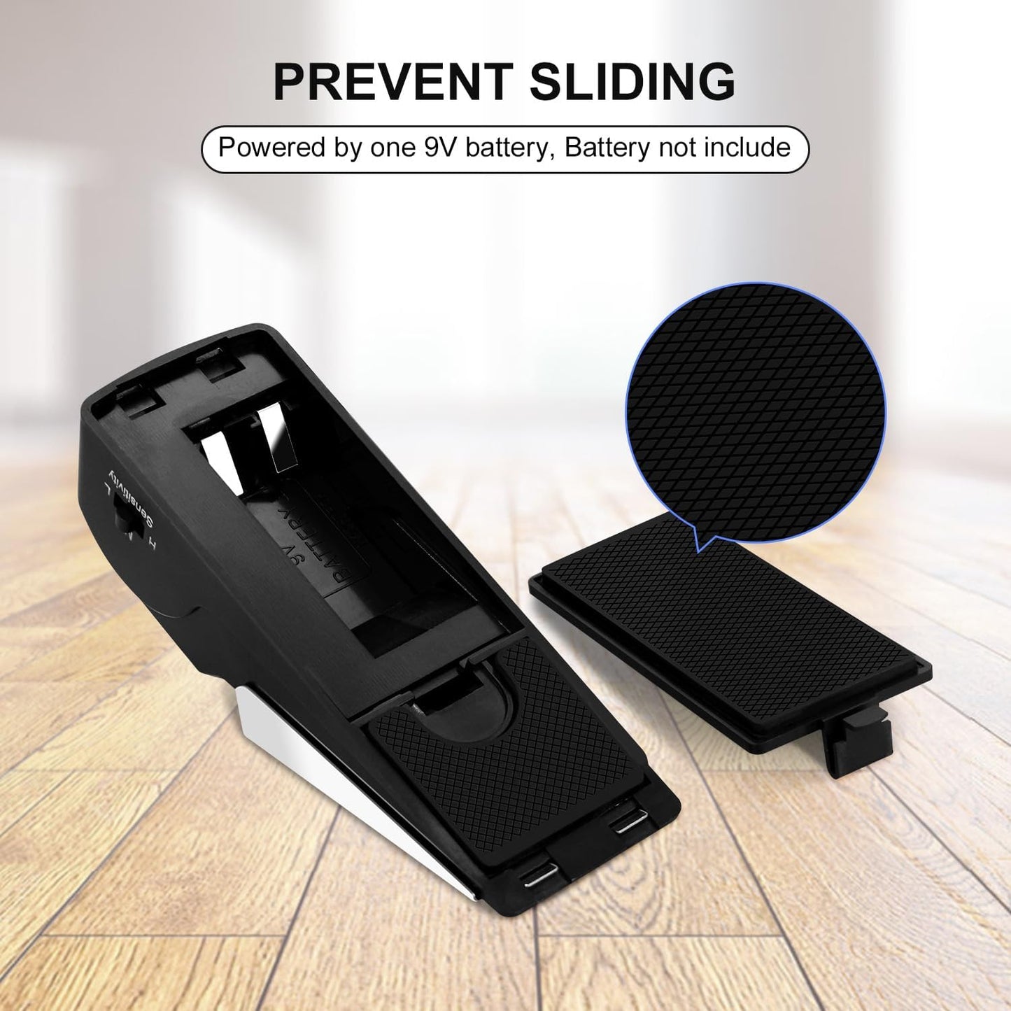 4 Pack Door Stop Alarm, Door Stopper with 120DB Security Alarm, Floor Wedge Door Stop Siren, Door Security Devices for Traveling, Apartment, Hotel and Home, Black