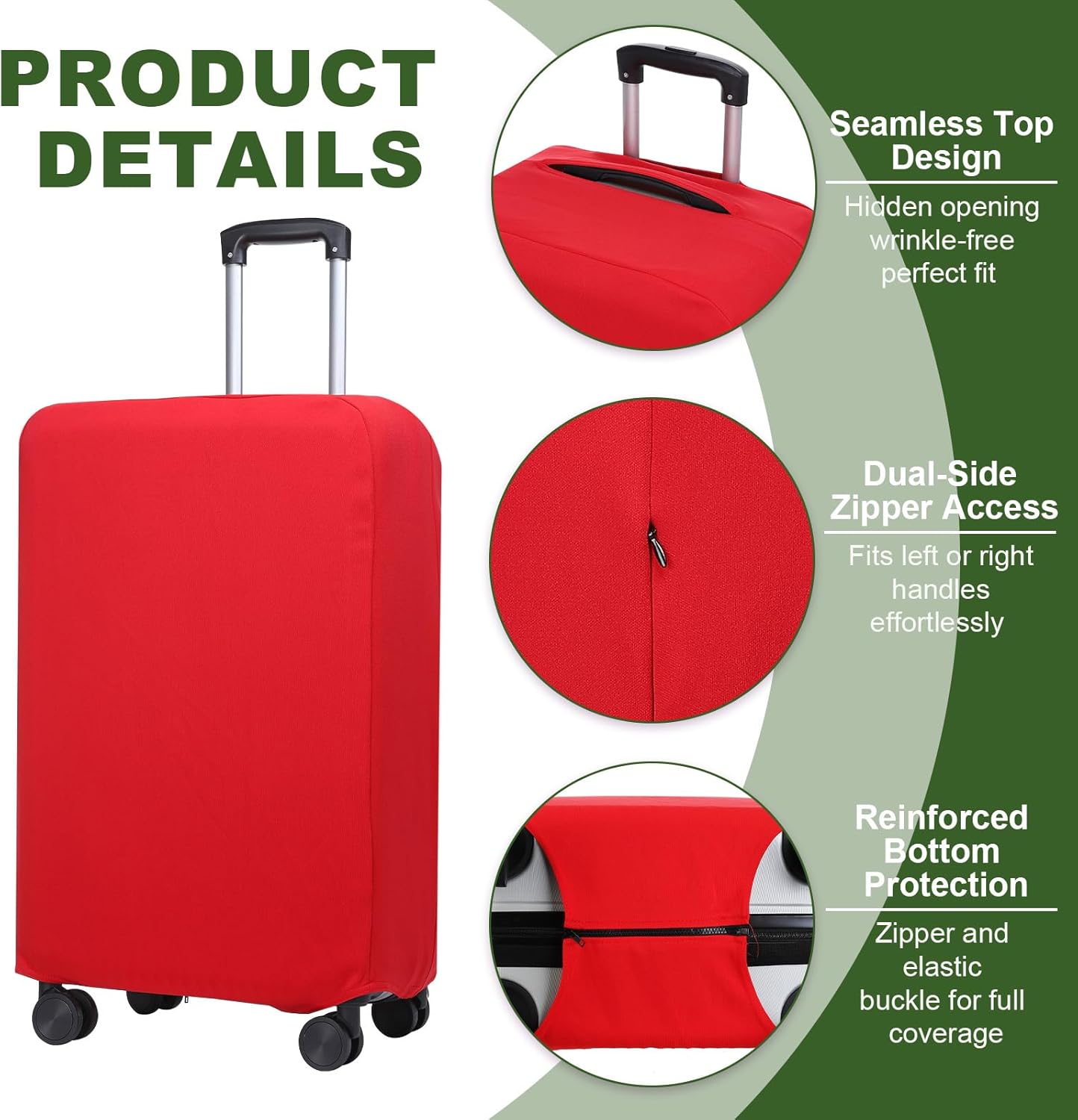 PATIKIL Luggage Cover, Suitcases Covers Elastic Carry on Cover Protector Washable Scratch-Resistant Fits 28-29 Inch Luggage for Travel Business Trips, Red
