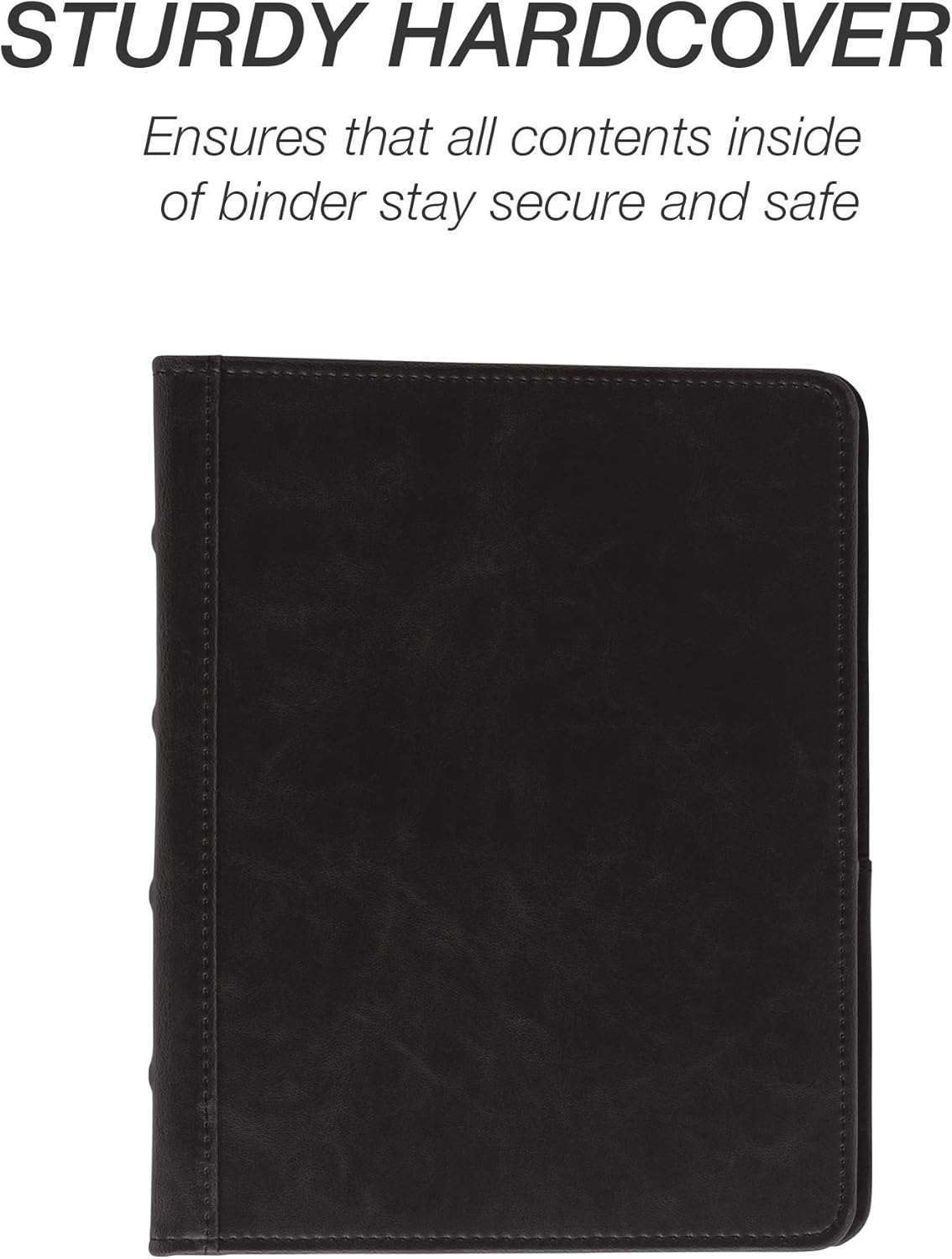 Samsill Vintage Leather Mini 3 Ring Binder 1 Inch Round Ring (Holds 200 Sheets), 5.5 x 8.5 Inch Documents, Professional Organizer, Planner, Notebook, Black