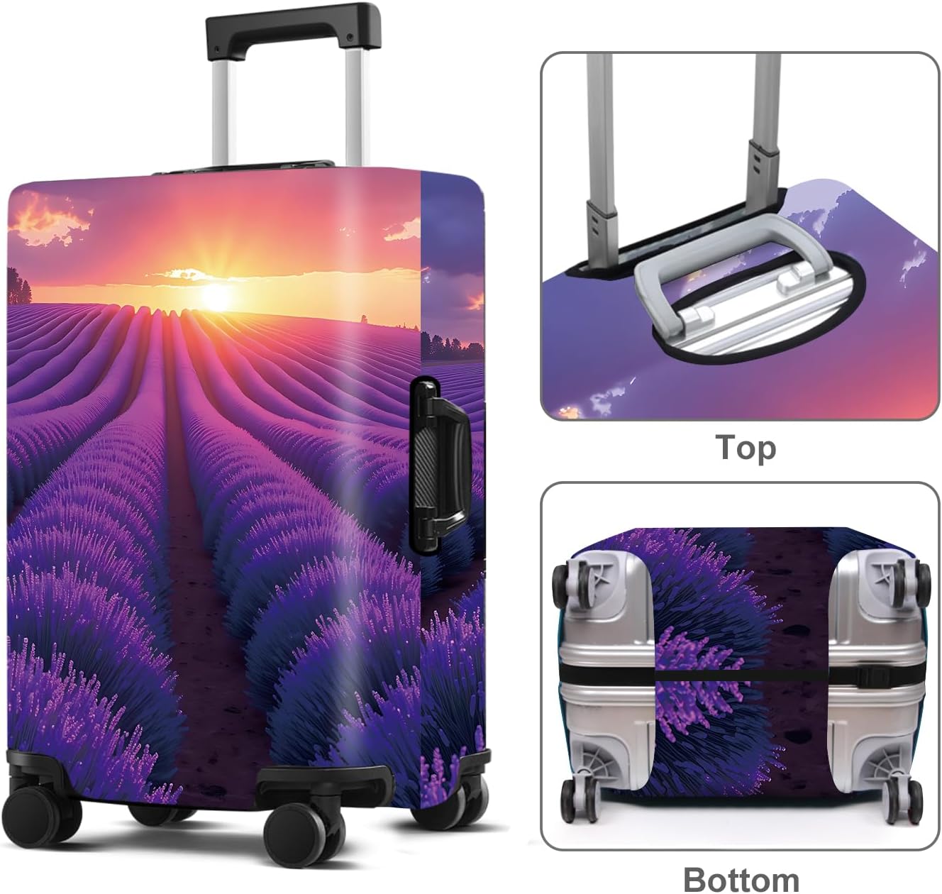 Luggage Cover Washable Suitcase Protector Anti-Scratch,Stretchable Fit for 20-34Inch Luggage Durable Travel Bag Cover with Zipper Closure (Lavender, M(fits 24-26Inch suitcase))