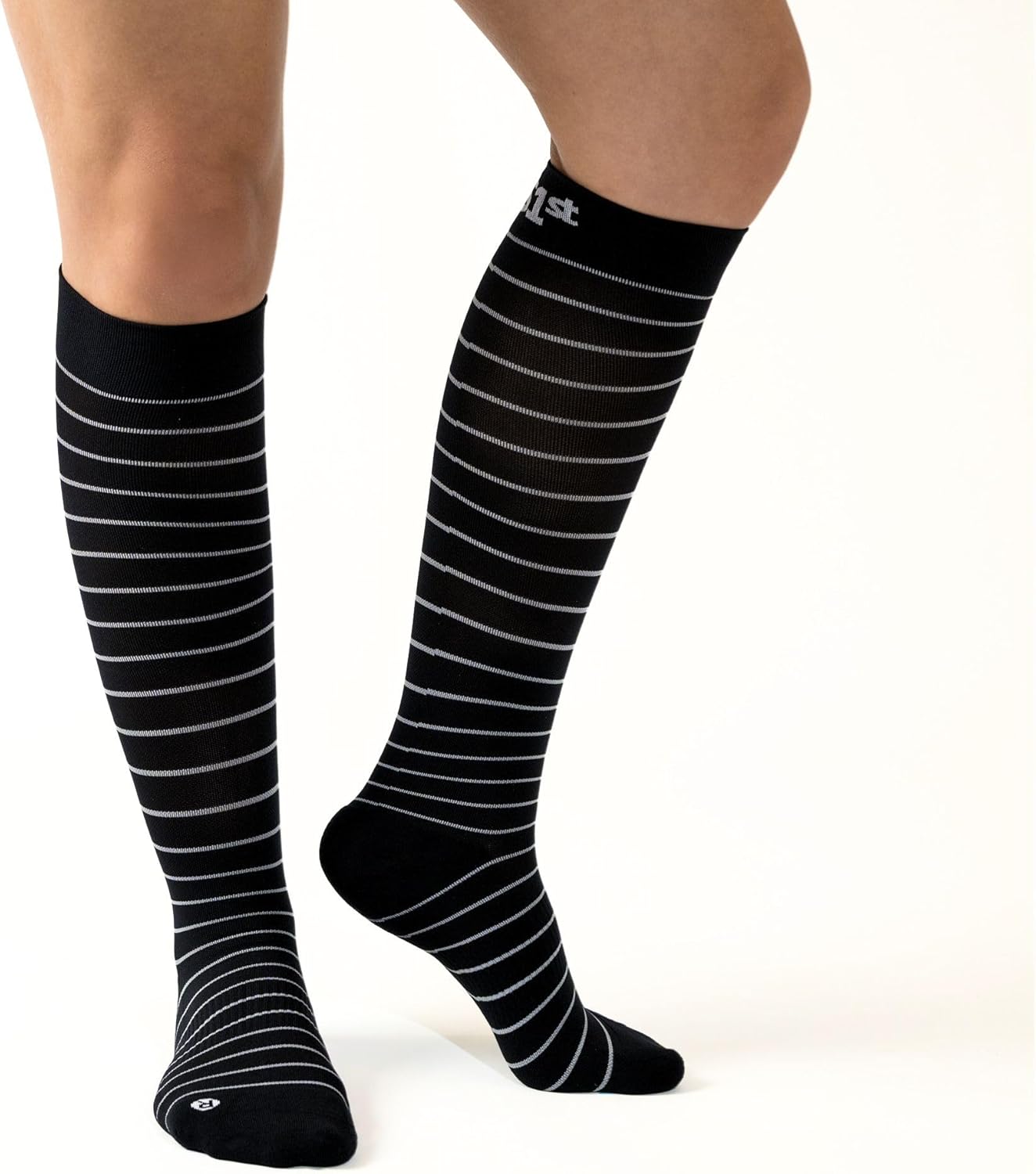 Medical Grade Compression Socks for Men & Women 15-20 mmHg by OrthoSleeve (Black w/Stripes, Small)
