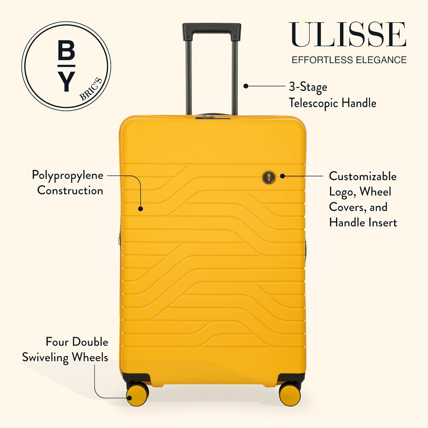 Bric's B|Y Ulisse Spinner Suitcase, Expandable Hard Shell Luggage with TSA Lock and Smooth 360° Wheels 28" – Mango