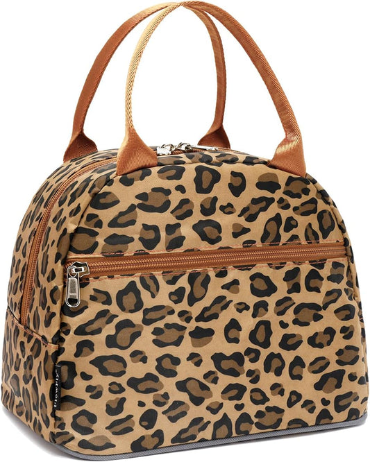 FlowFly Leopard Insulated Lunch Cooler Bag - Tote Organizer for Women/Men, Leopard