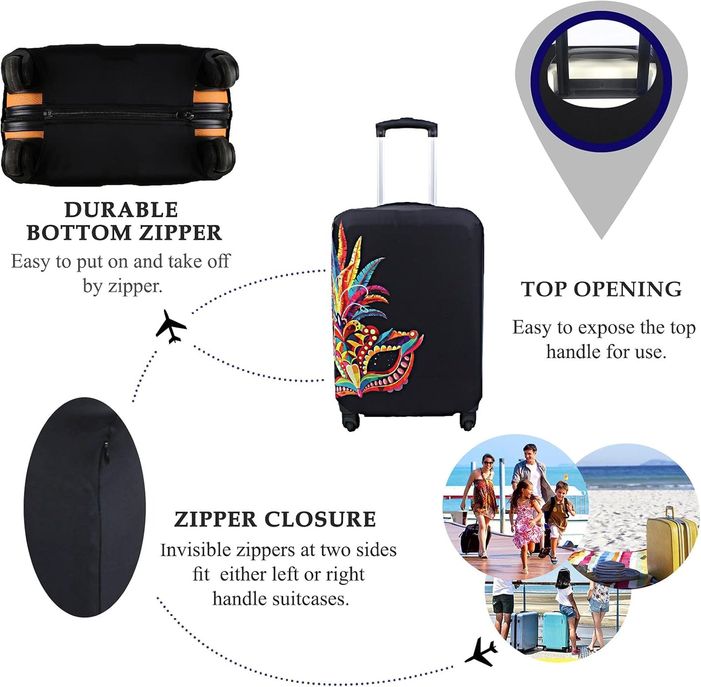 Explore Land Travel Luggage Cover Suitcase Protector Fits 31-32 Inch Case (Carnival, XL)