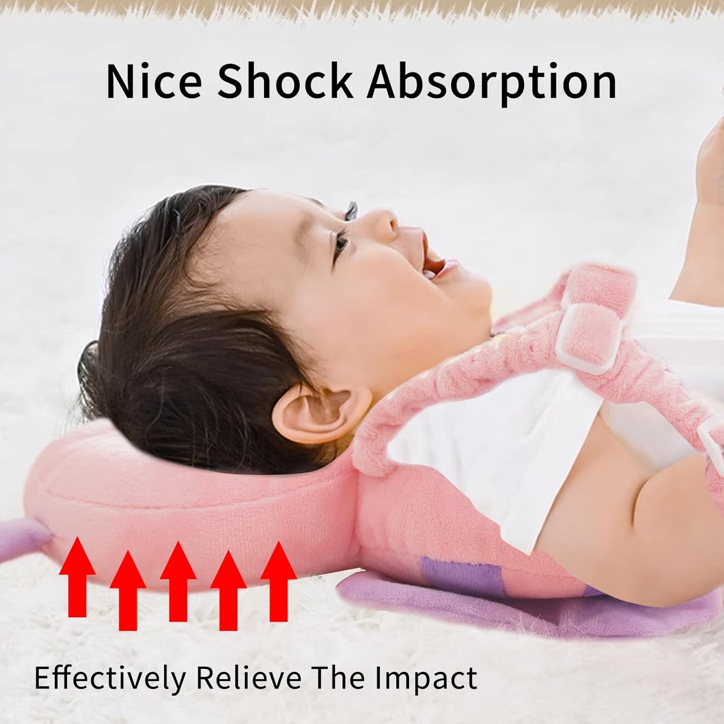 Baby Head Protector Backpack, Toddler Padded Carrier With Elasticated Wear (Pink Butterfly)