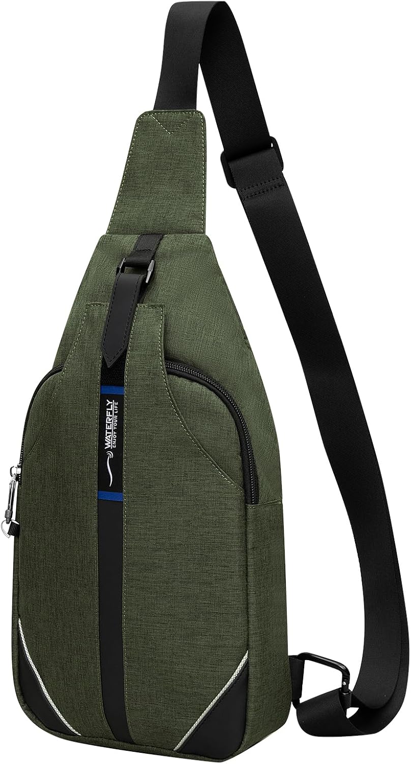 WATERFLY Small Crossbody Sling Backpack Anti Theft Backpack for Traveling Chest Shoulder Bag