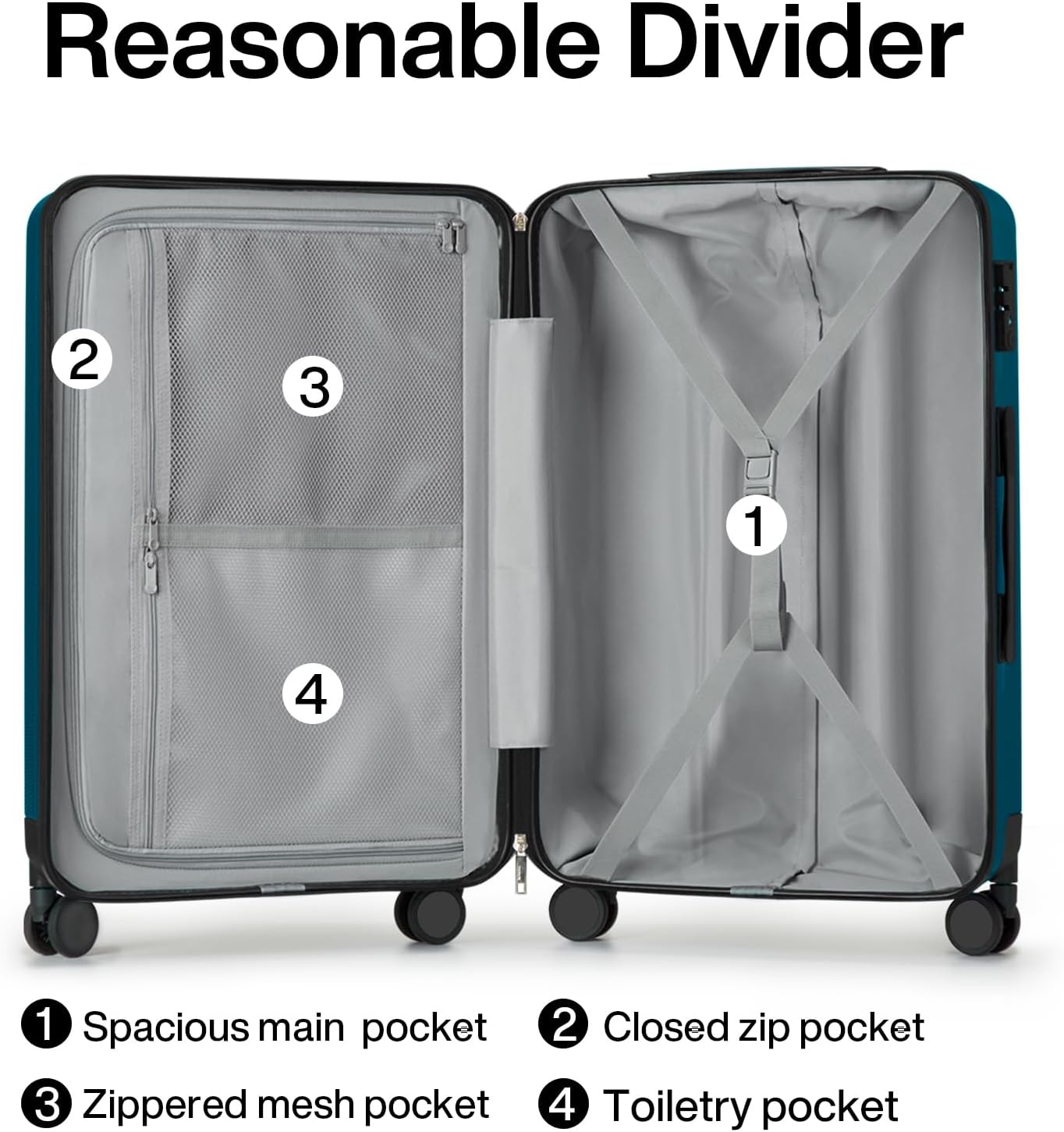 Hanke Luggage Sets 2 piece Carry On Luggage with Wheels PC Hard Shell Suitcases Lightweight Checked Travel Luggage Large Travel Suitcase Woman Men 20/29 Inch(Caribbean Blue)